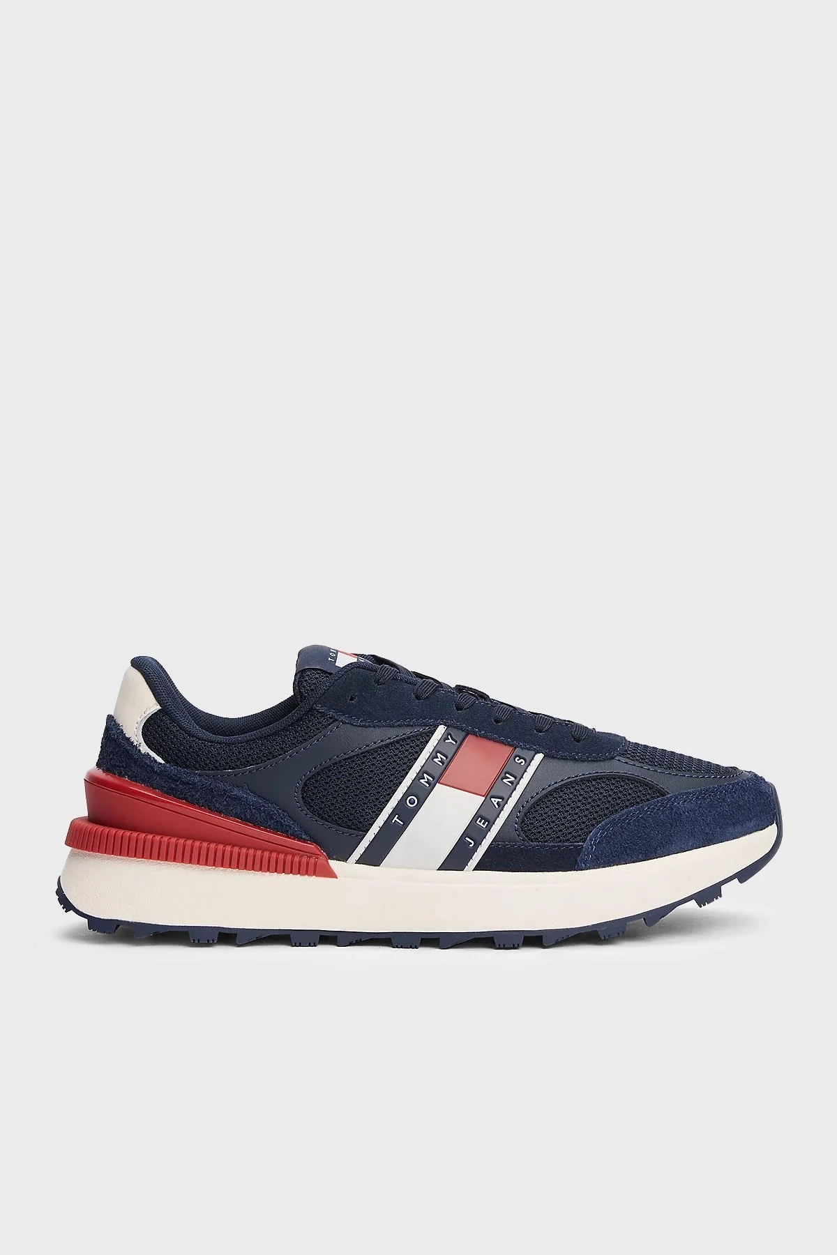 Tommy Jeans Logolu Süet Detaylı Kalın Tırtıklı Taban Sneaker Erkek Ayakkabı EM0EM01537 C1G LACİVERT - 1