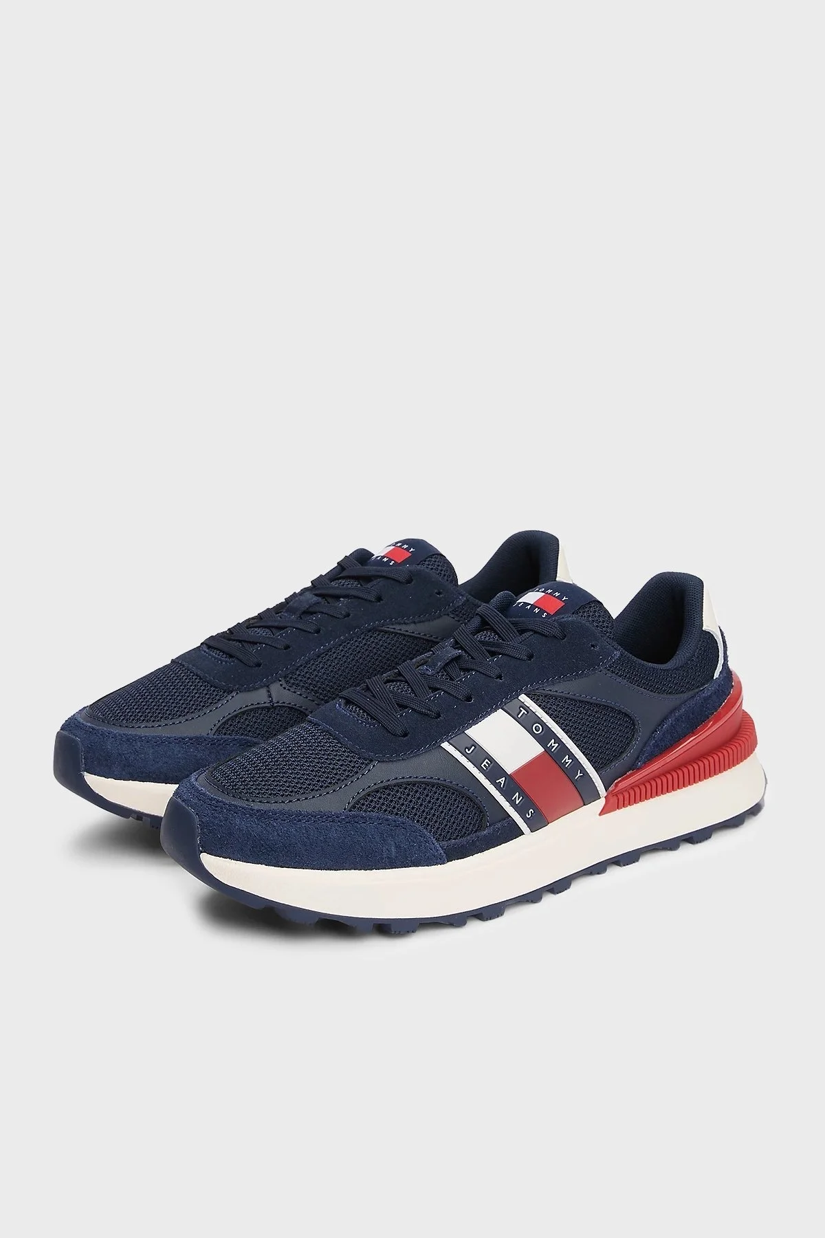 Tommy Jeans Logolu Süet Detaylı Kalın Tırtıklı Taban Sneaker Erkek Ayakkabı EM0EM01537 C1G LACİVERT - 3
