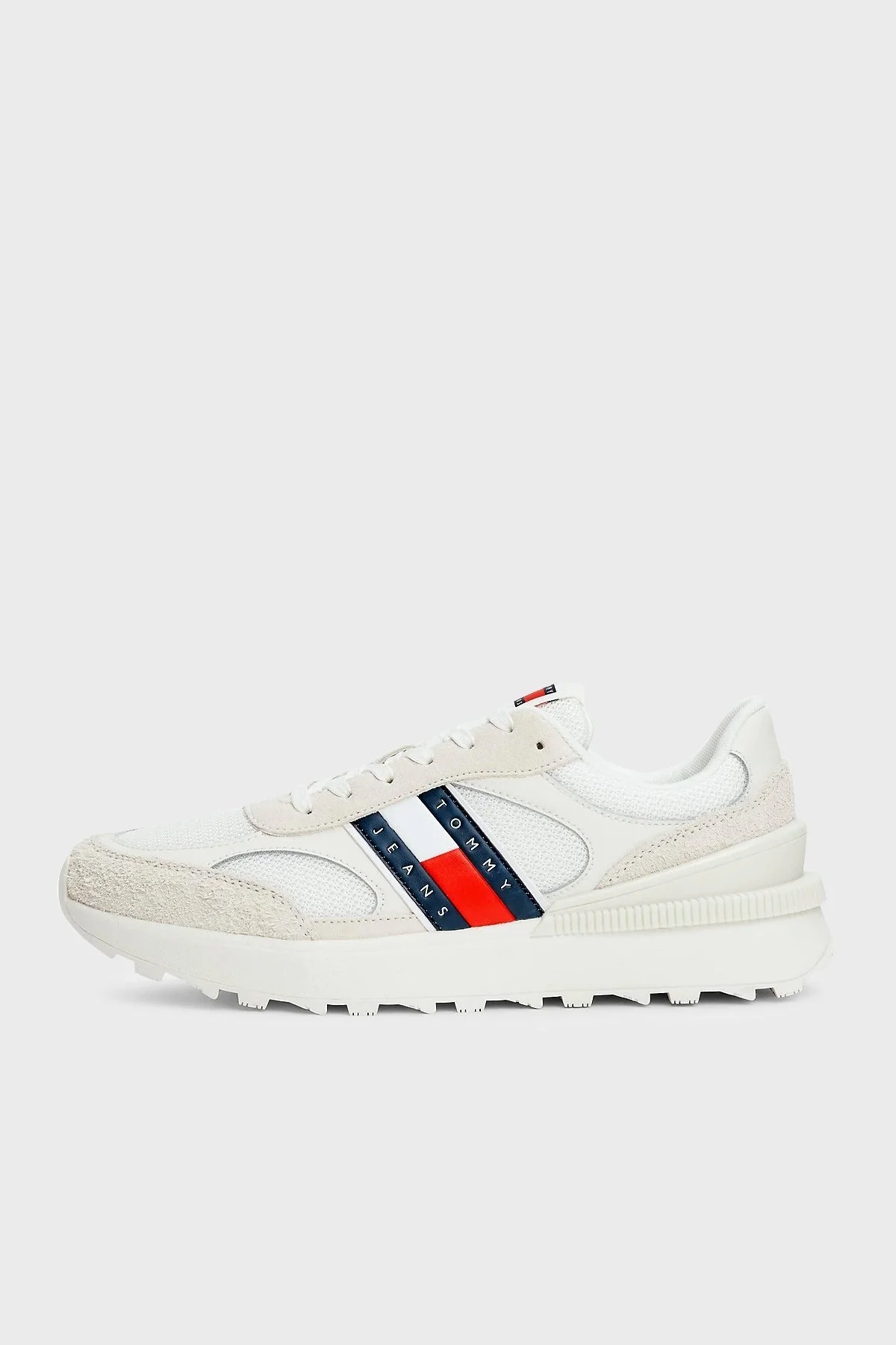 Tommy Jeans Logolu Süet Detaylı Kalın Tırtıklı Taban Sneaker Erkek Ayakkabı EM0EM01537 YBL BEYAZ - 3