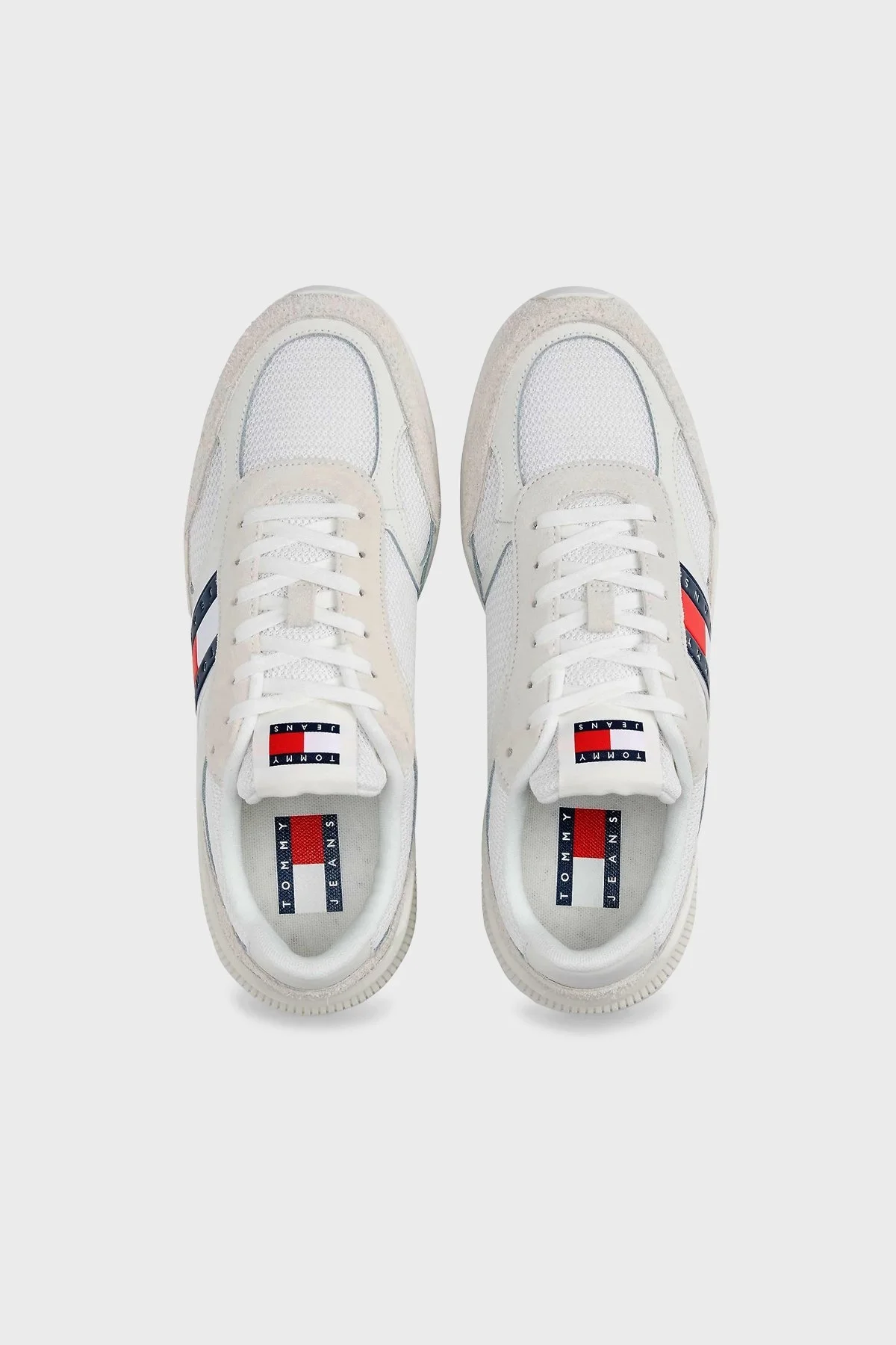 Tommy Jeans Logolu Süet Detaylı Kalın Tırtıklı Taban Sneaker Erkek Ayakkabı EM0EM01537 YBL BEYAZ - 5