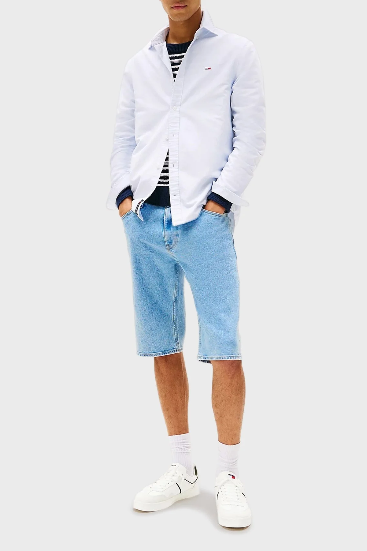 Tommy Jeans Logolu Süet Sneaker Erkek Ayakkabı EM0EM01571 TCR EKRU - 2