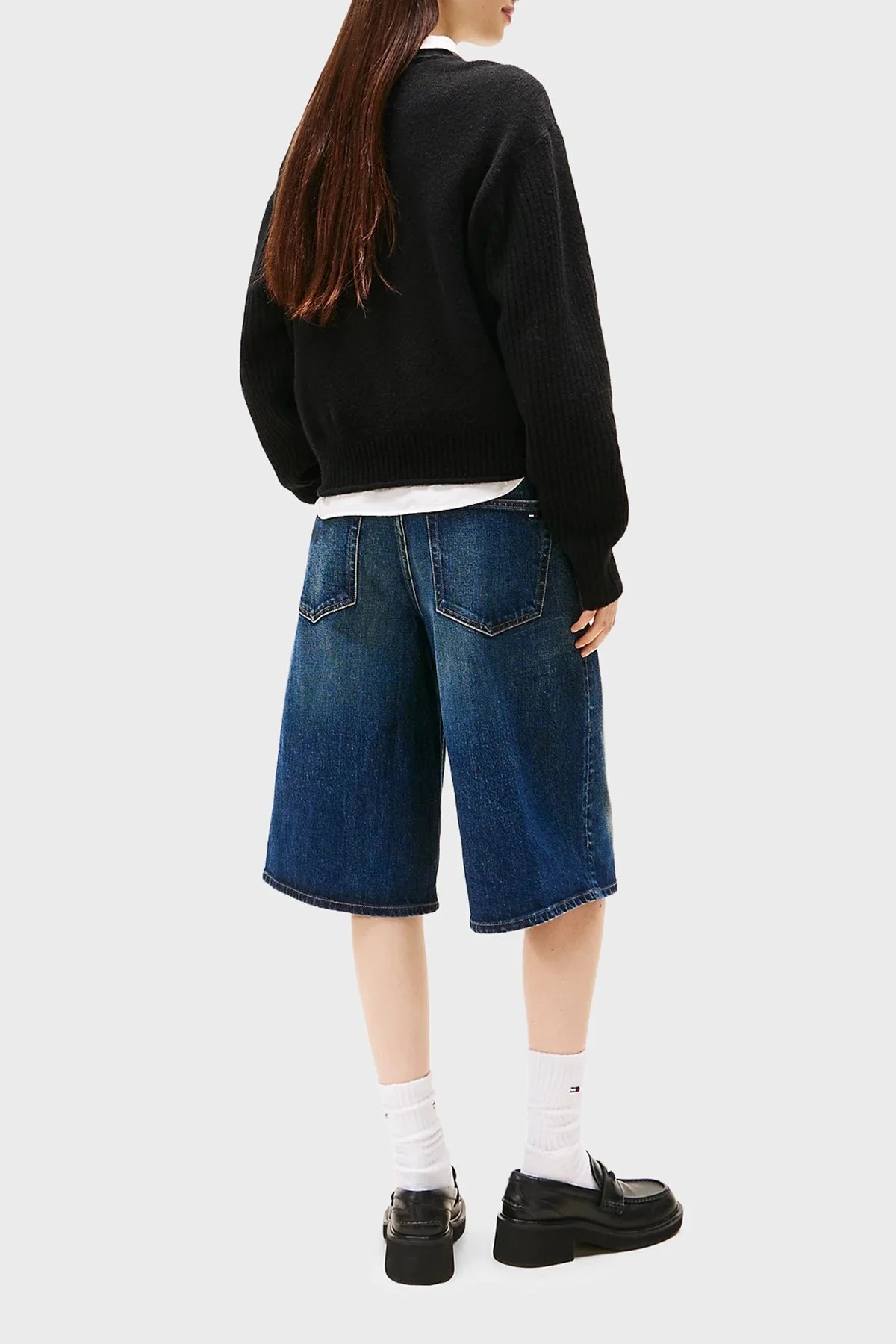 Tommy Jeans Logolu Yün Karışımlı Relaxed Fit Bisiklet Yaka Bayan Kazak DW0DW21782 HEV ANTRASİT - 3