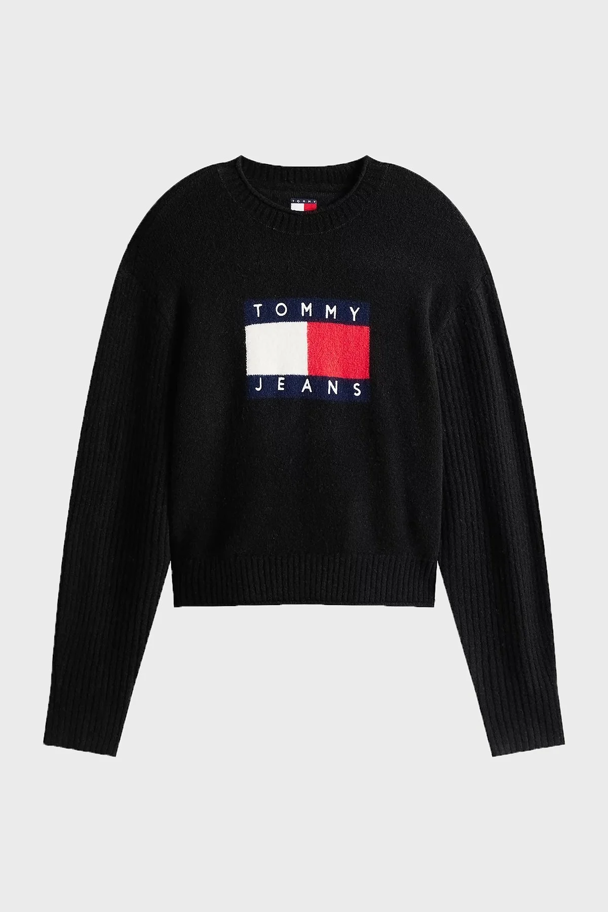 Tommy Jeans Logolu Yün Karışımlı Relaxed Fit Bisiklet Yaka Bayan Kazak DW0DW21782 HEV ANTRASİT - 5