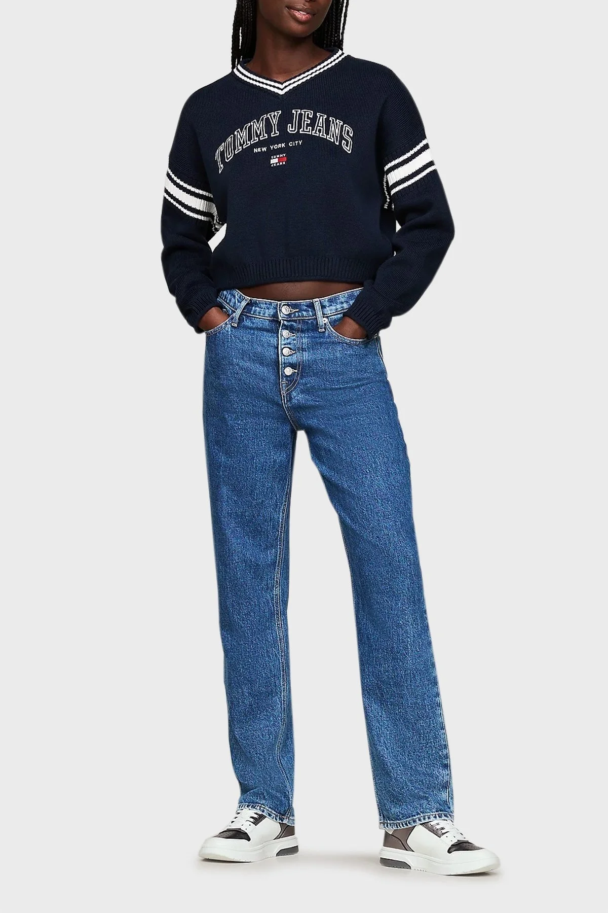 Tommy Jeans Metalik Deri Logolu Sneaker Bayan Ayakkabı EN0EN02591 TRH BEYAZ-GÜMÜŞ - 2