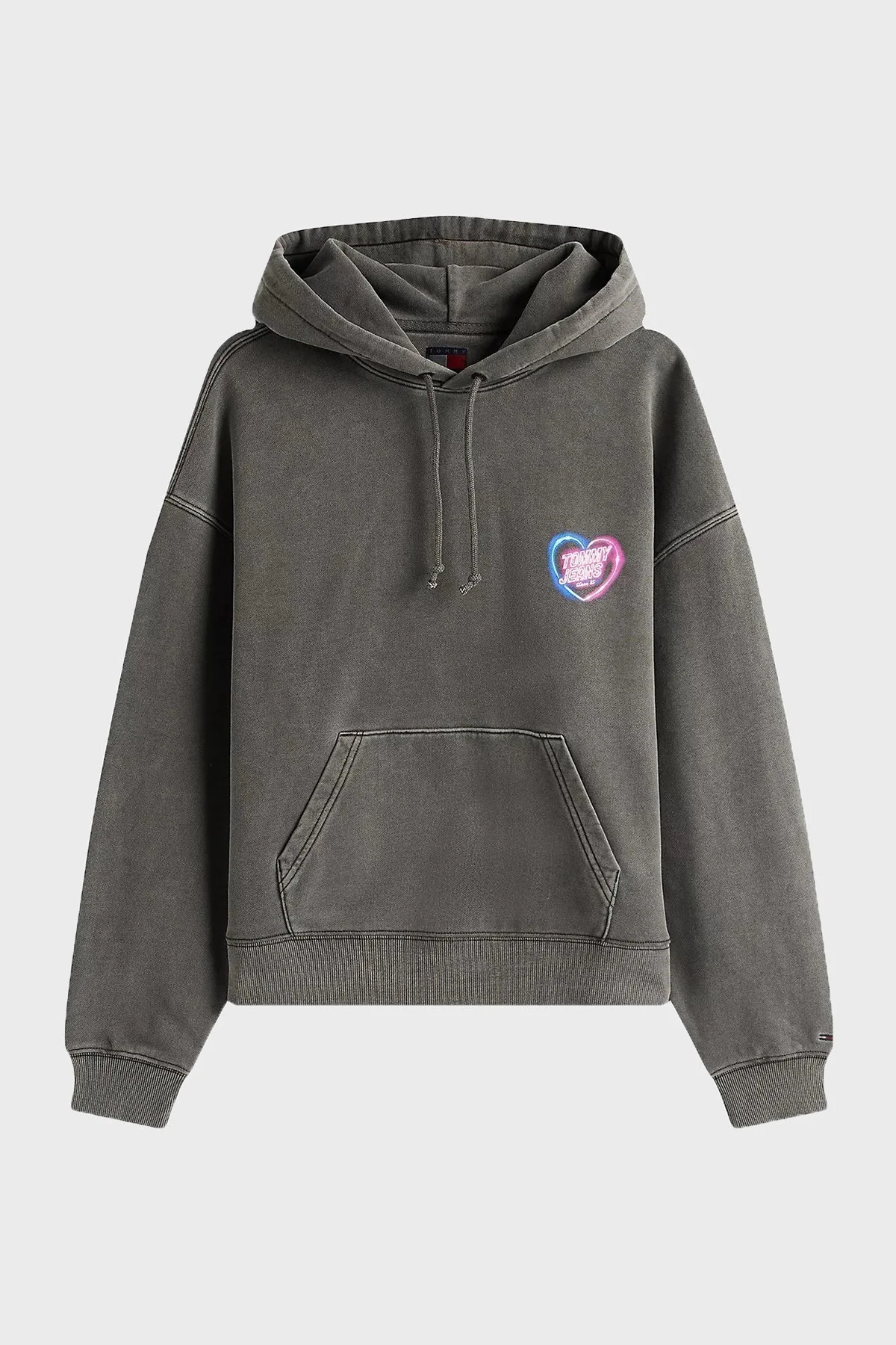 Tommy Jeans Neon Logo Baskılı Pamuklu Boxy Fit Kapüşonlu Bayan Sweat DW0DW20945 BDS SİYAH - 5