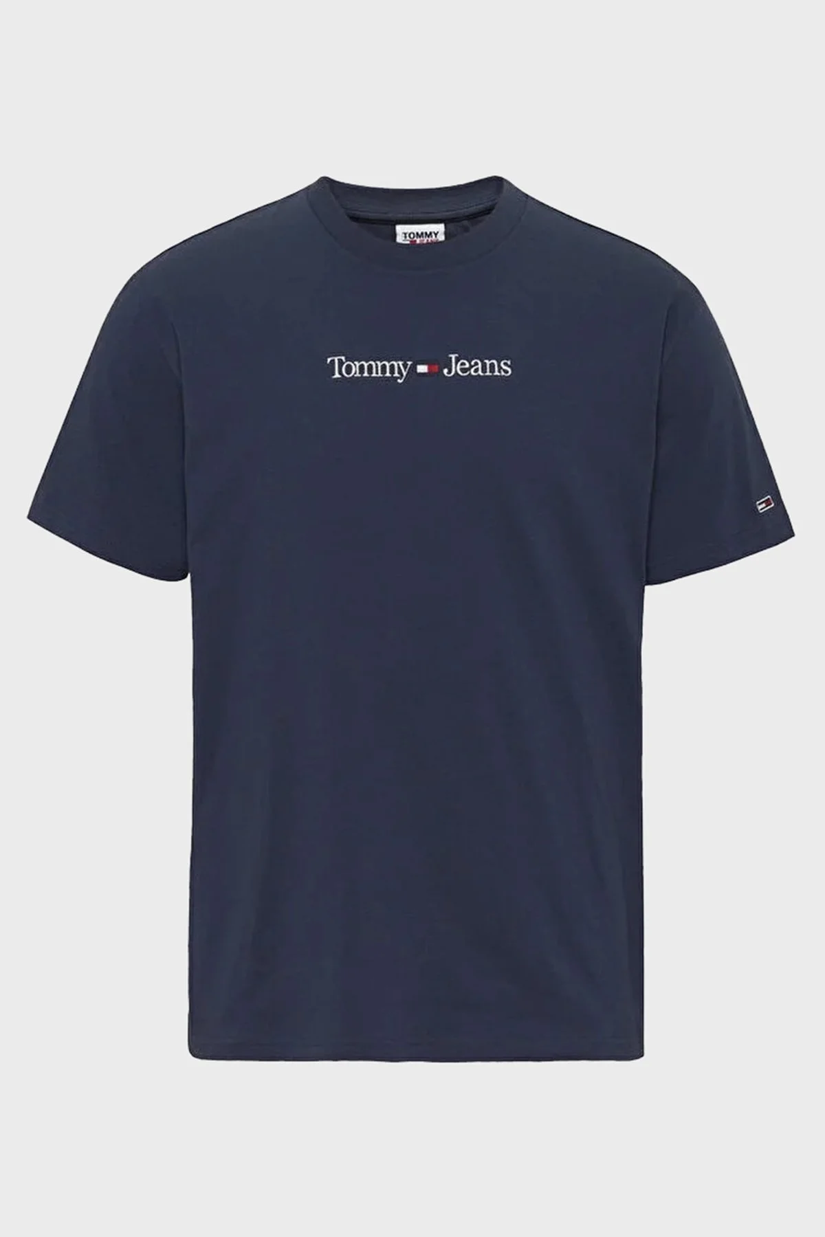Tommy Jeans Organik Pamuklu Bisiklet Yaka Erkek T Shirt DM0DM14984 C87 LACİVERT - 1