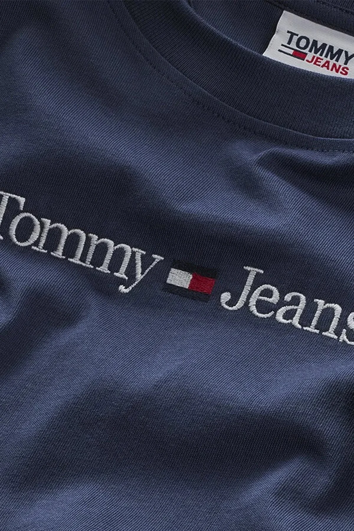 Tommy Jeans Organik Pamuklu Bisiklet Yaka Erkek T Shirt DM0DM14984 C87 LACİVERT - 3