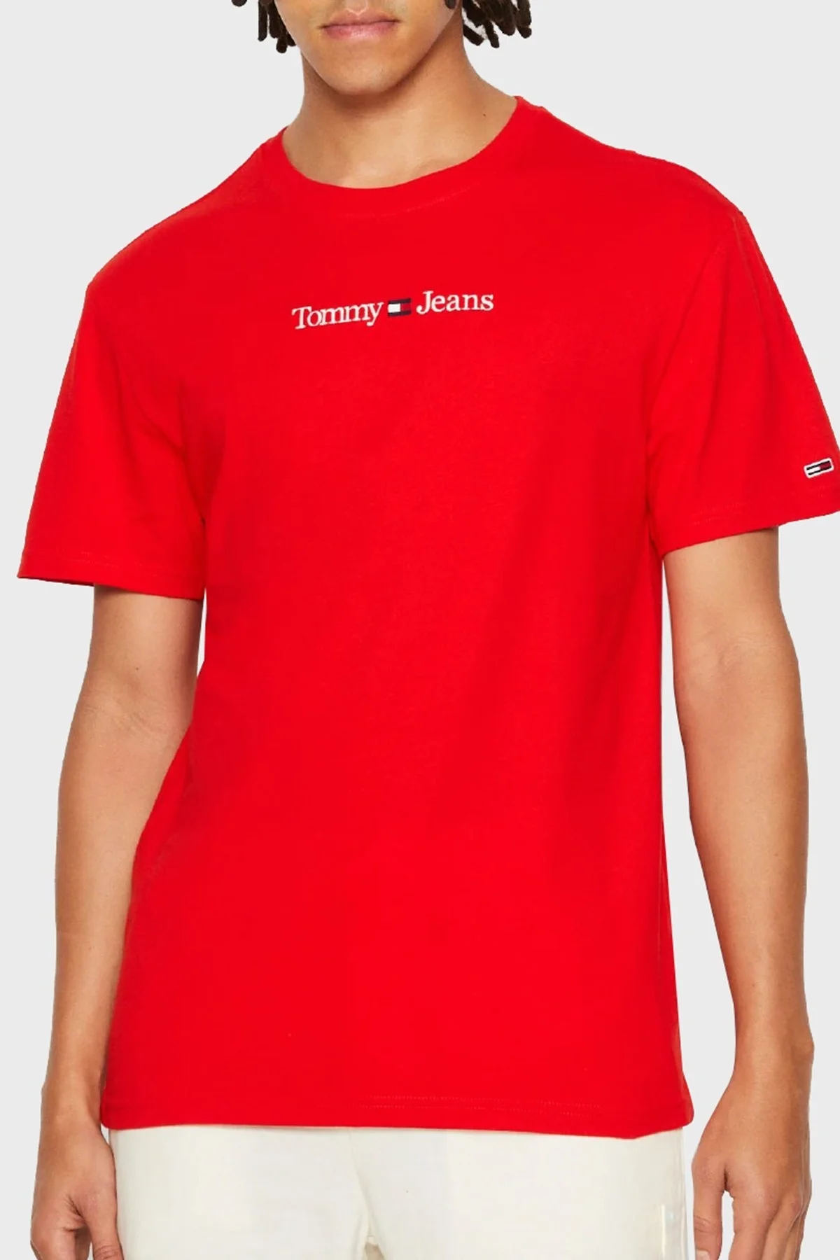 Tommy Jeans Organik Pamuklu Bisiklet Yaka Erkek T Shirt DM0DM14984 XNL KIRMIZI - 1