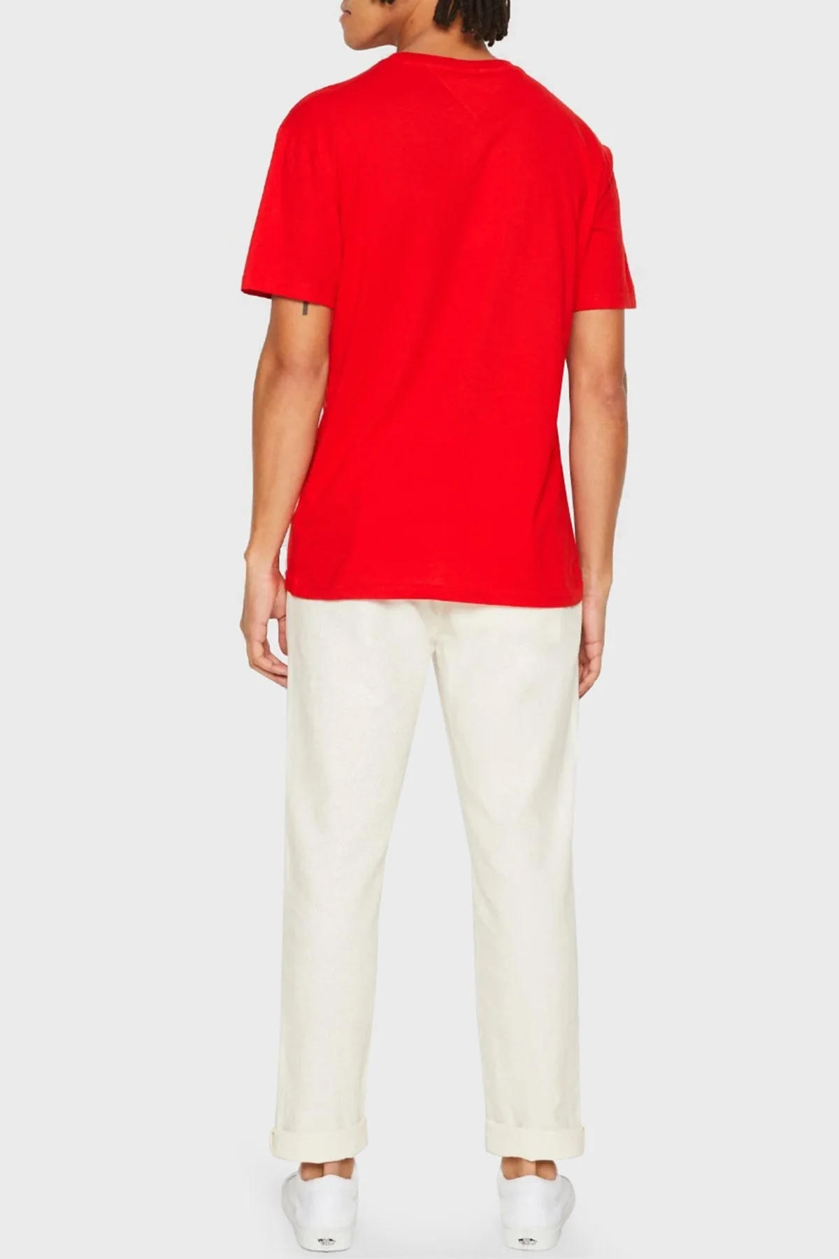 Tommy Jeans Organik Pamuklu Bisiklet Yaka Erkek T Shirt DM0DM14984 XNL KIRMIZI - 2