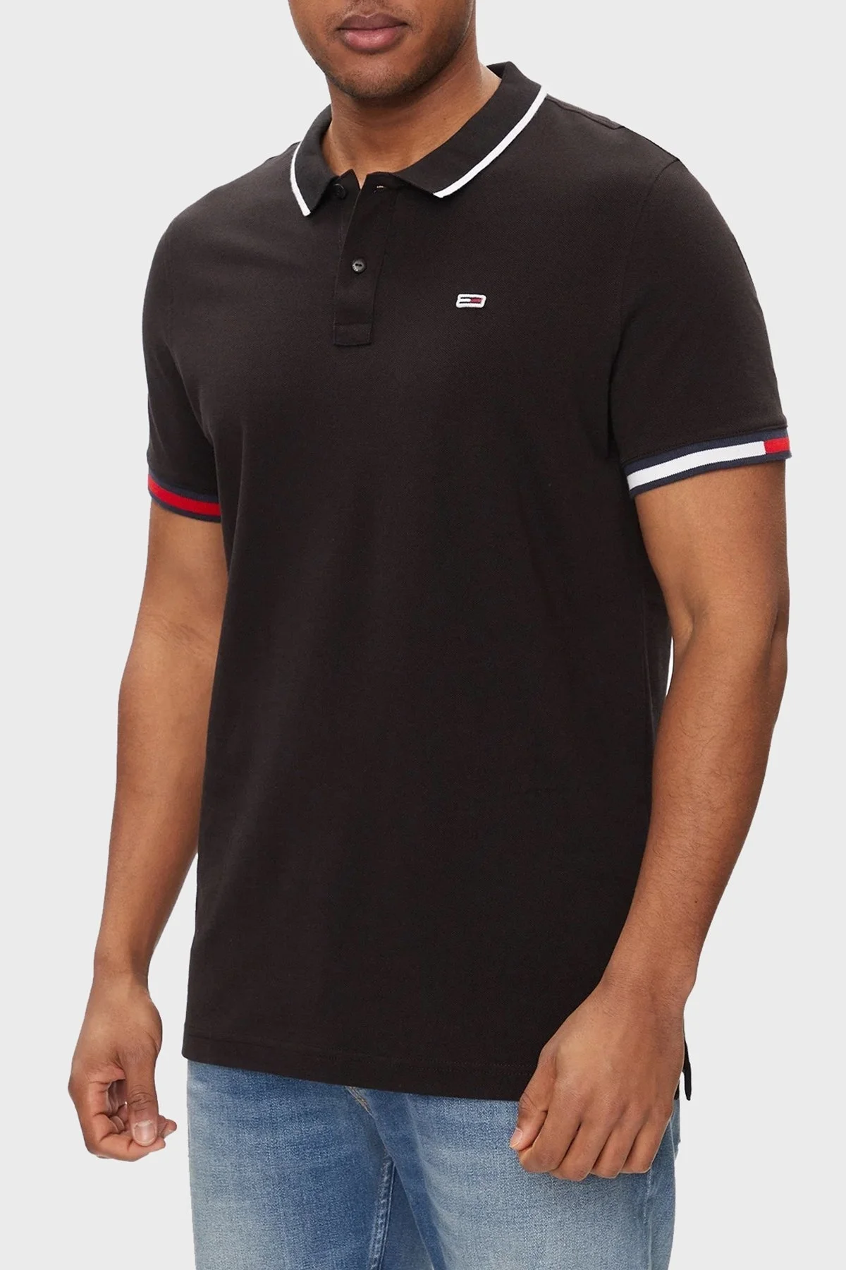 Tommy Jeans Organik Pamuklu Regular Fit Erkek Polo Yaka T Shirt DM0DM12963 BDS SİYAH - 1