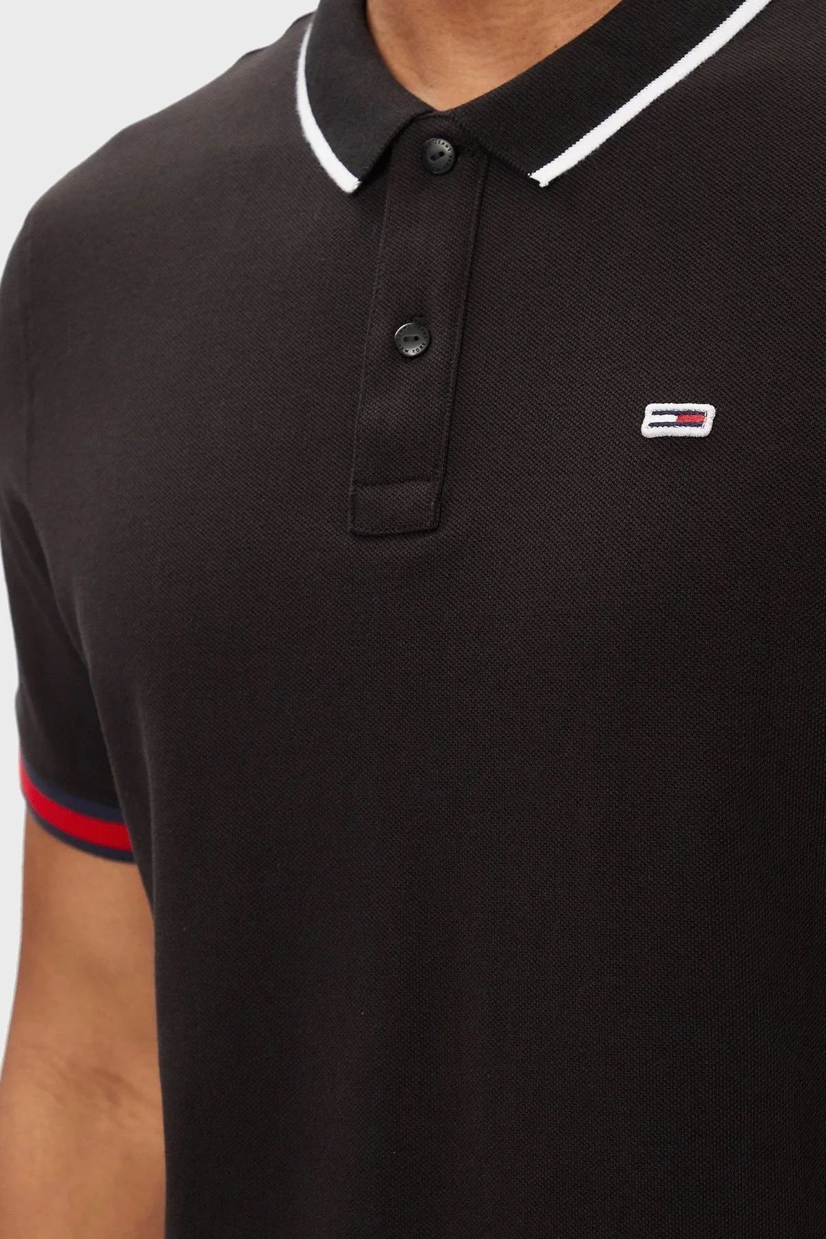 Tommy Jeans Organik Pamuklu Regular Fit Erkek Polo Yaka T Shirt DM0DM12963 BDS SİYAH - 4