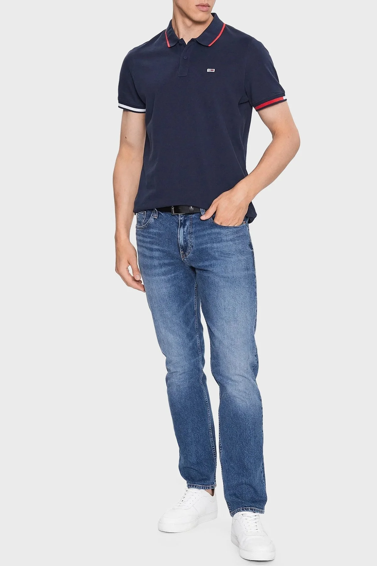 Tommy Jeans Organik Pamuklu Regular Fit Erkek Polo Yaka T Shirt DM0DM12963 C1G LACİVERT - 1