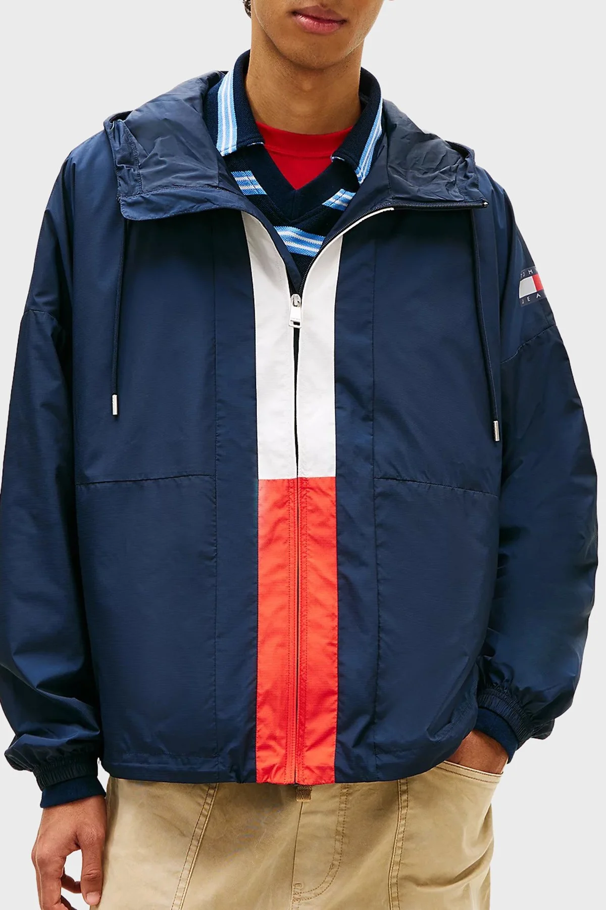 Tommy Jeans Oversize Fit Logolu Kapüşon Yaka Erkek Mont DM0DM22736 C1G LACİVERT - 1