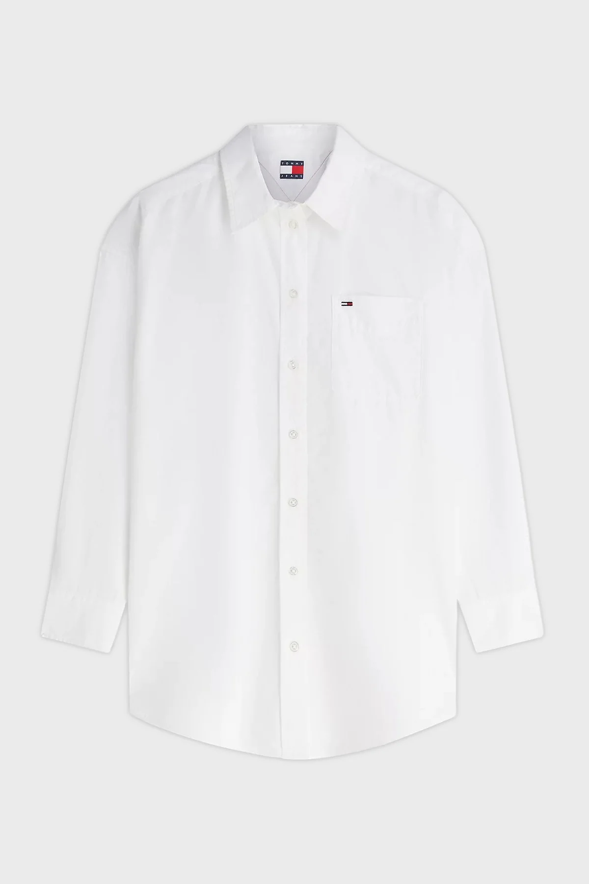 Tommy Jeans Pamuk Karışımlı Oversize Çizgili Poplin Kadın Gömlek DW0DW22936 YBL Beyaz - 5