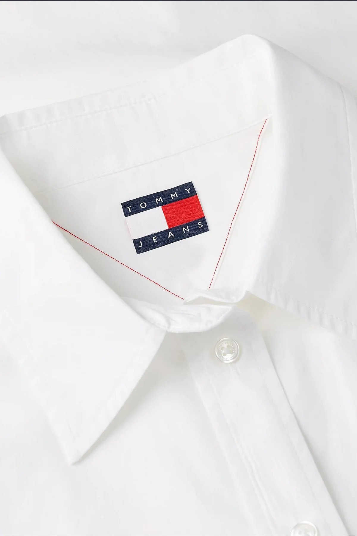 Tommy Jeans Pamuk Karışımlı Oversize Çizgili Poplin Kadın Gömlek DW0DW22936 YBL Beyaz - 6