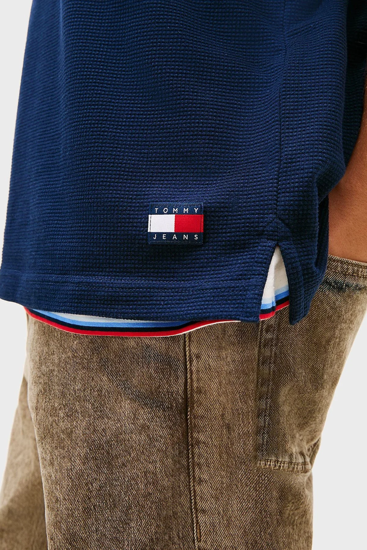 Tommy Jeans Pamuk Karışımlı Regular Fit Düğmeli Erkek Polo Yaka T Shirt DM0DM22703 C1G LACİVERT - 4