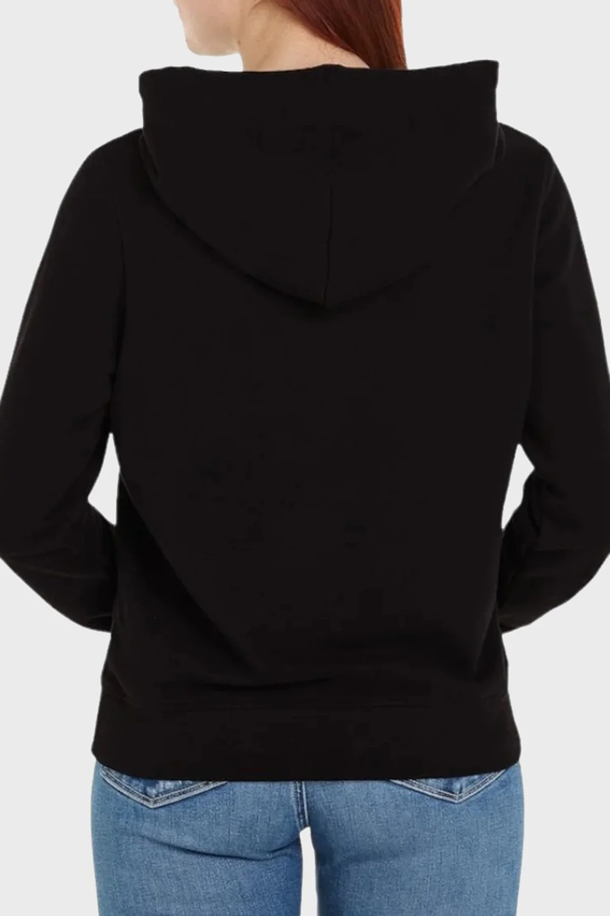Tommy Jeans Pamuk Karışımlı Regular Fit Kapüşonlu Kanguru Cepli Logolu Bayan Sweat DW0DW17324 BDS SİYAH - 4