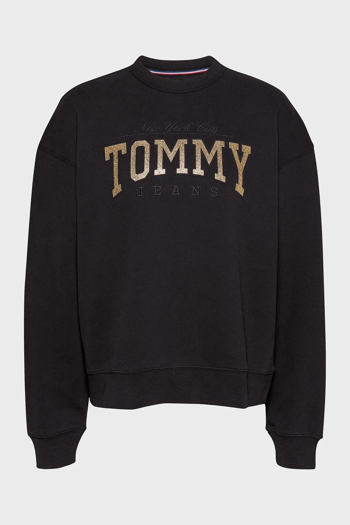 Tommy Jeans Pamuk Karışımlı Relaxed Fit Bisiklet Yaka Logolu Bayan Sweat DW0DW19845 BDS SİYAH - 10