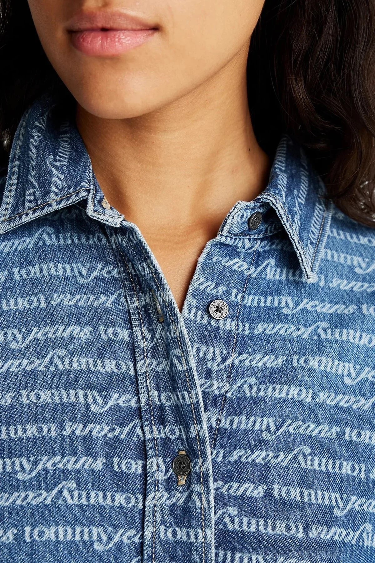 Tommy Jeans Pamuk Karışımlı Relaxed Fit Logolu Mini Kot Bayan Elbise DW0DW19790 1BK LACİVERT - 4