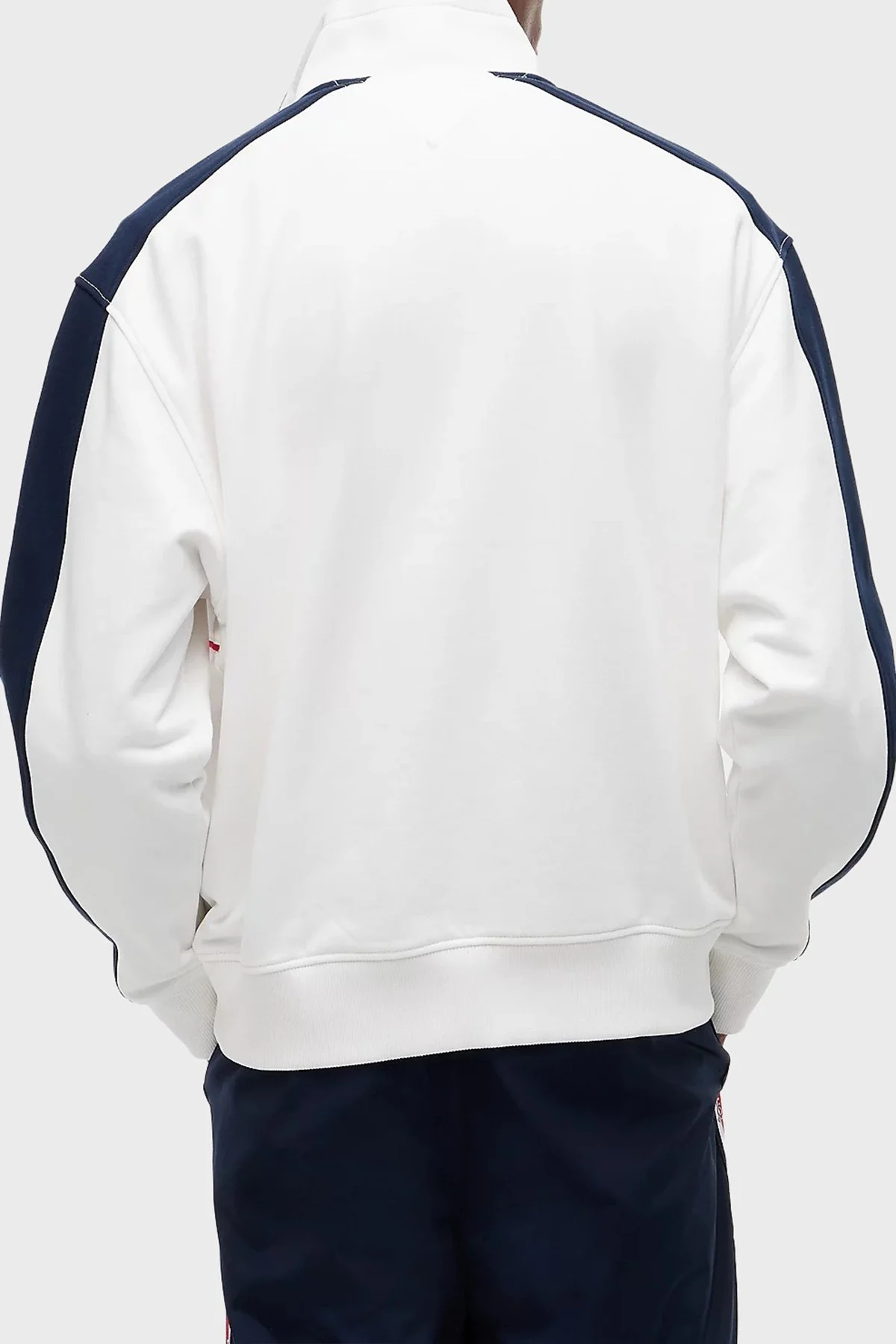Tommy Jeans Pamuk Regular Fit Yarım Fermuarlı Dik Yaka Erkek Sweat DM0DM23244 YBL Beyaz - 4