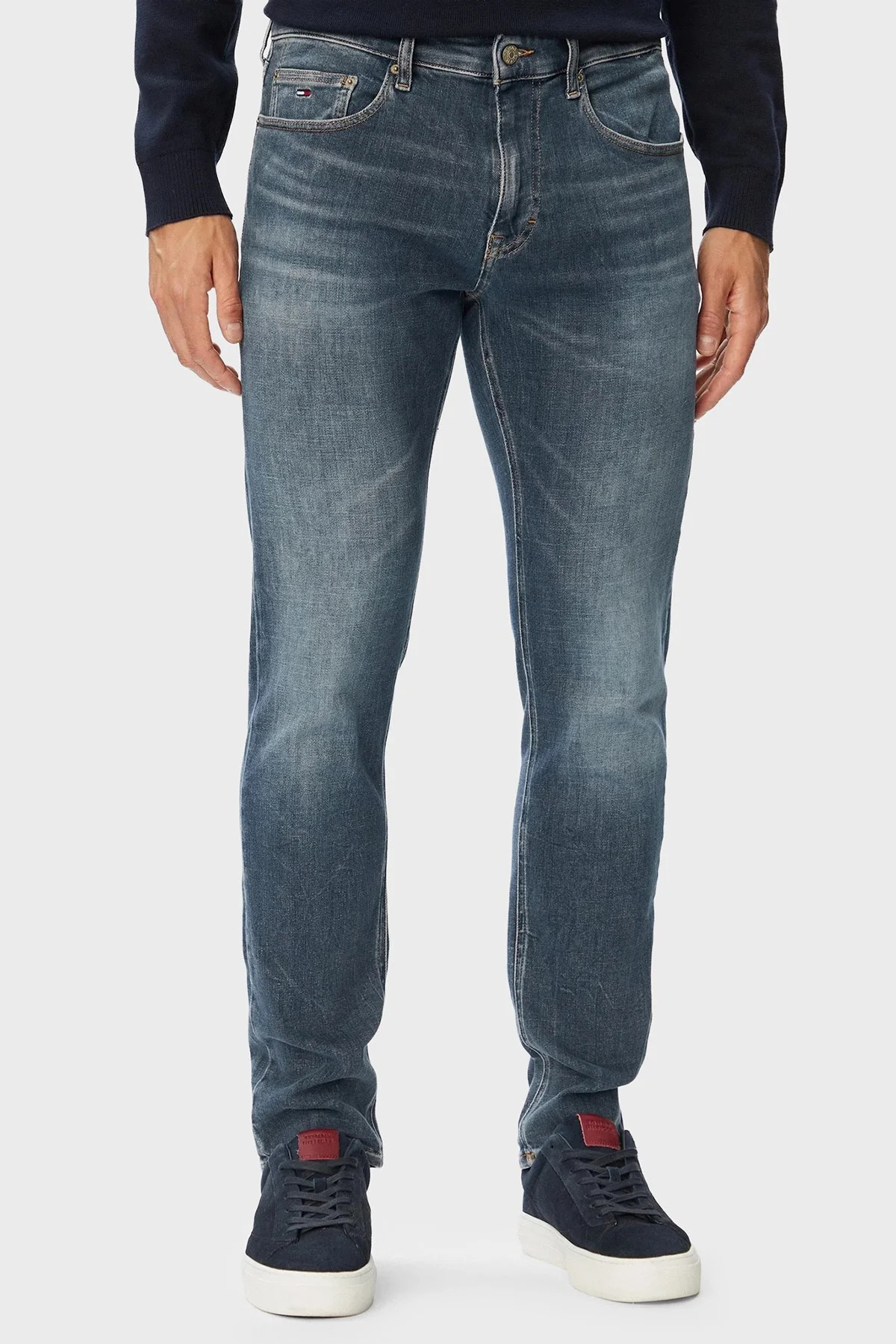 Tommy Jeans Pamuk Slim Fit Normal Bel Dar Paça Jean Erkek Kot Pantolon DM0DM23346 1DA Gri - 1