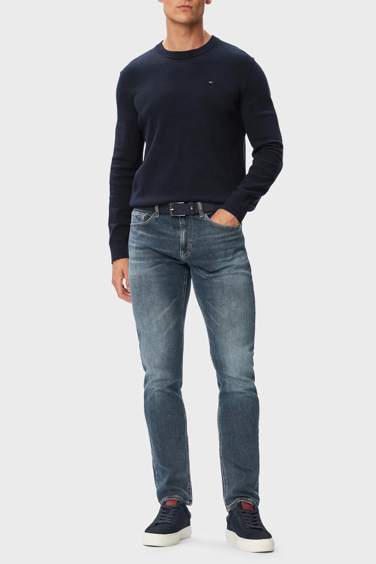 Tommy Jeans Pamuk Slim Fit Normal Bel Dar Paça Jean Erkek Kot Pantolon DM0DM23346 1DA Gri - 2