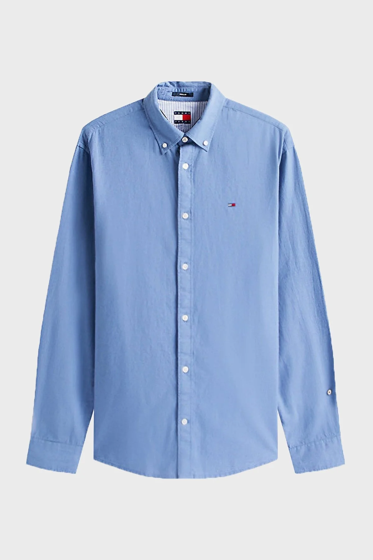 Tommy Jeans Pamuk ve Keten Karışımlı Regular Fit Düğmeli Yaka Erkek Gömlek DM0DM20875 PO6 İNDİGO - 3