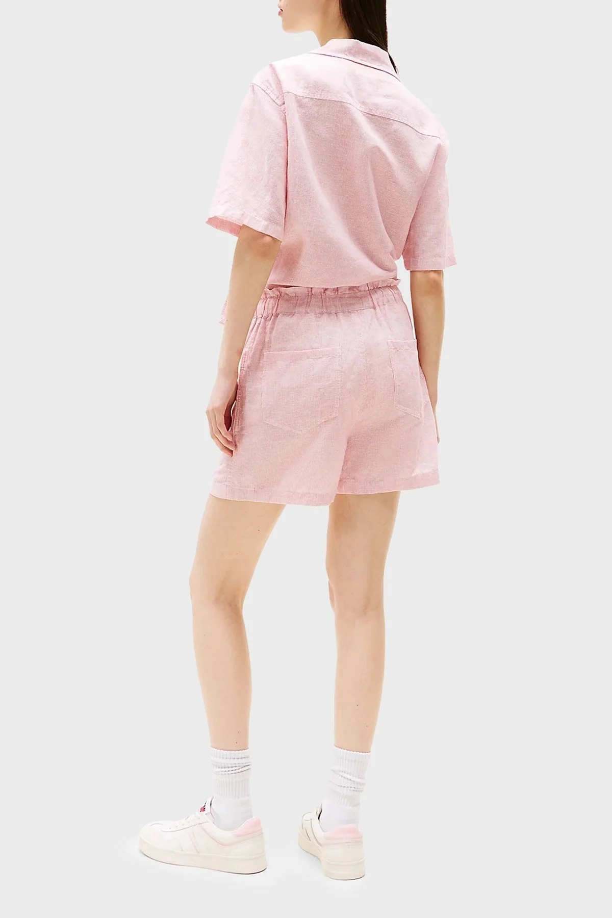 Tommy Jeans Pamuk ve Keten Karışımlı Regular Fit Normal Bel Mini Bayan Short DW0DW20360 TH3 AÇIK PEMBE - 8