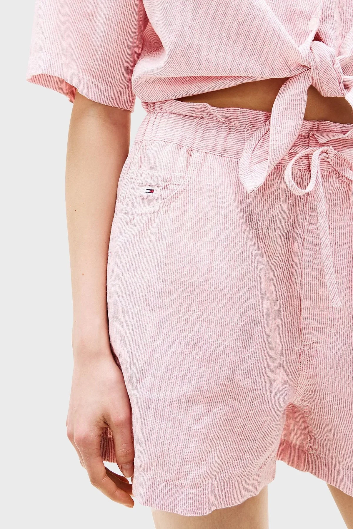 Tommy Jeans Pamuk ve Keten Karışımlı Regular Fit Normal Bel Mini Bayan Short DW0DW20360 TH3 AÇIK PEMBE - 9