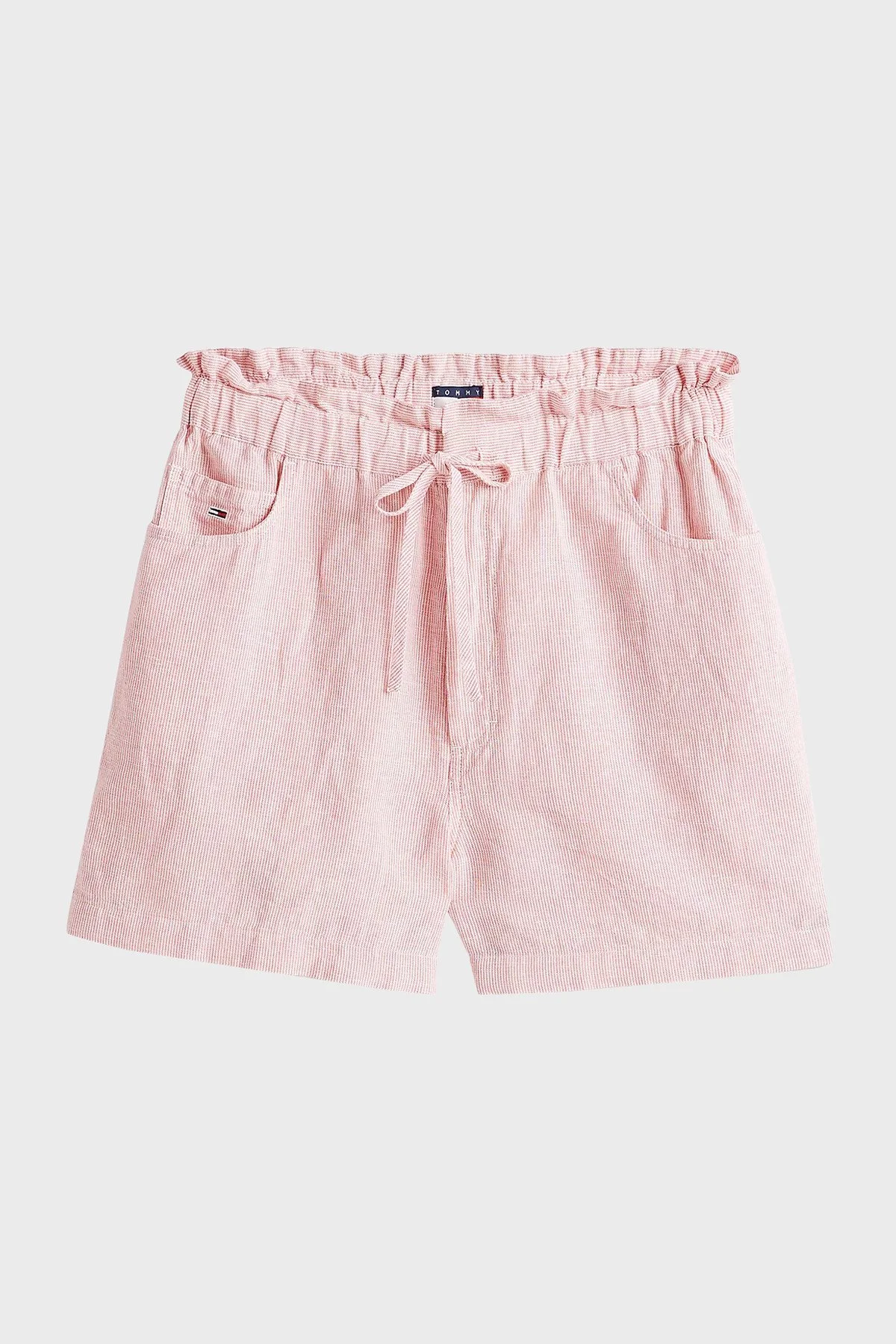 Tommy Jeans Pamuk ve Keten Karışımlı Regular Fit Normal Bel Mini Kadın Short DW0DW20360 TH3 AÇIK PEMBE - 5