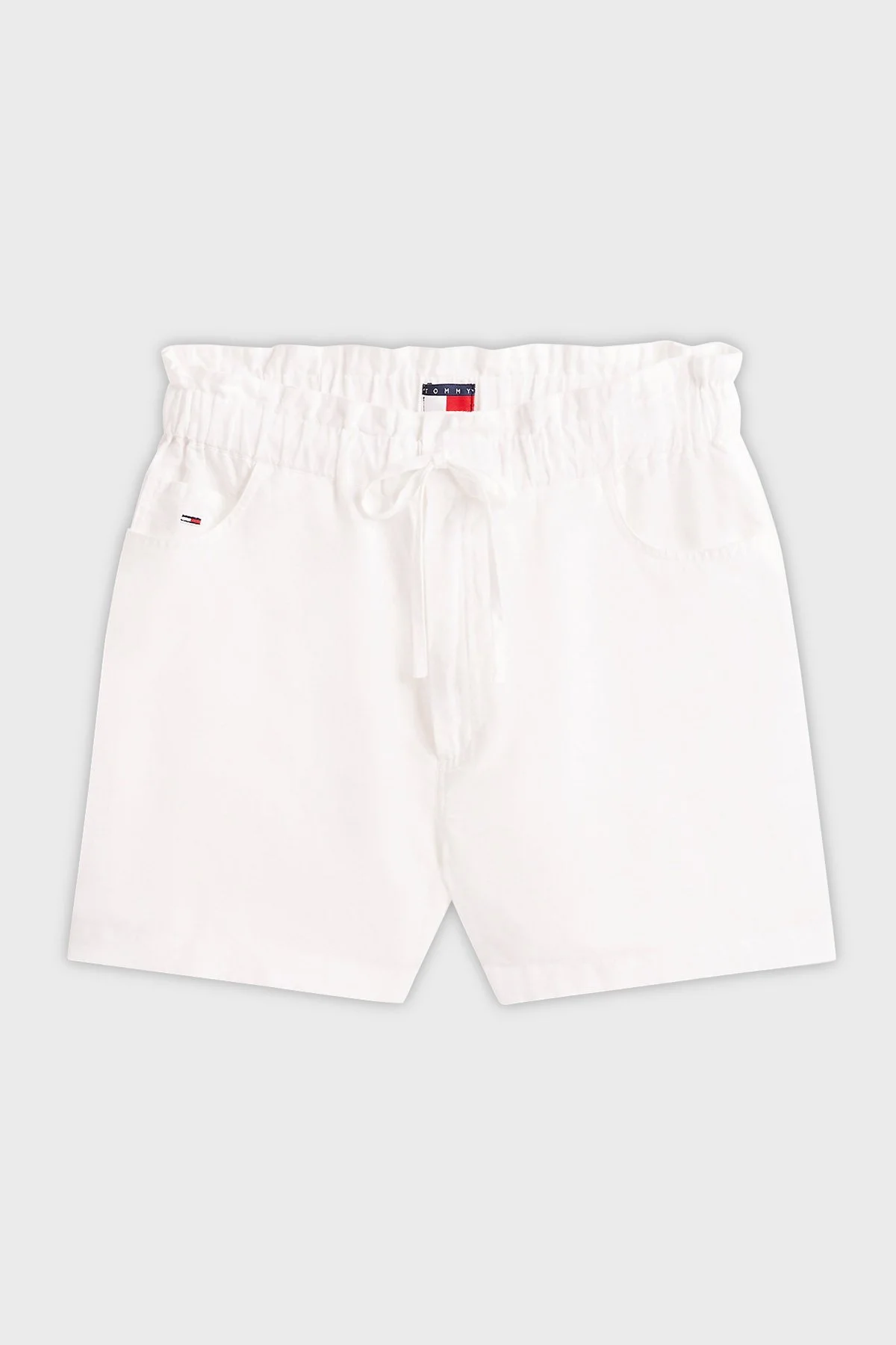 Tommy Jeans Pamuk ve Keten Karışımlı Regular Fit Normal Bel Mini Kadın Short DW0DW20360 YBL BEYAZ - 5