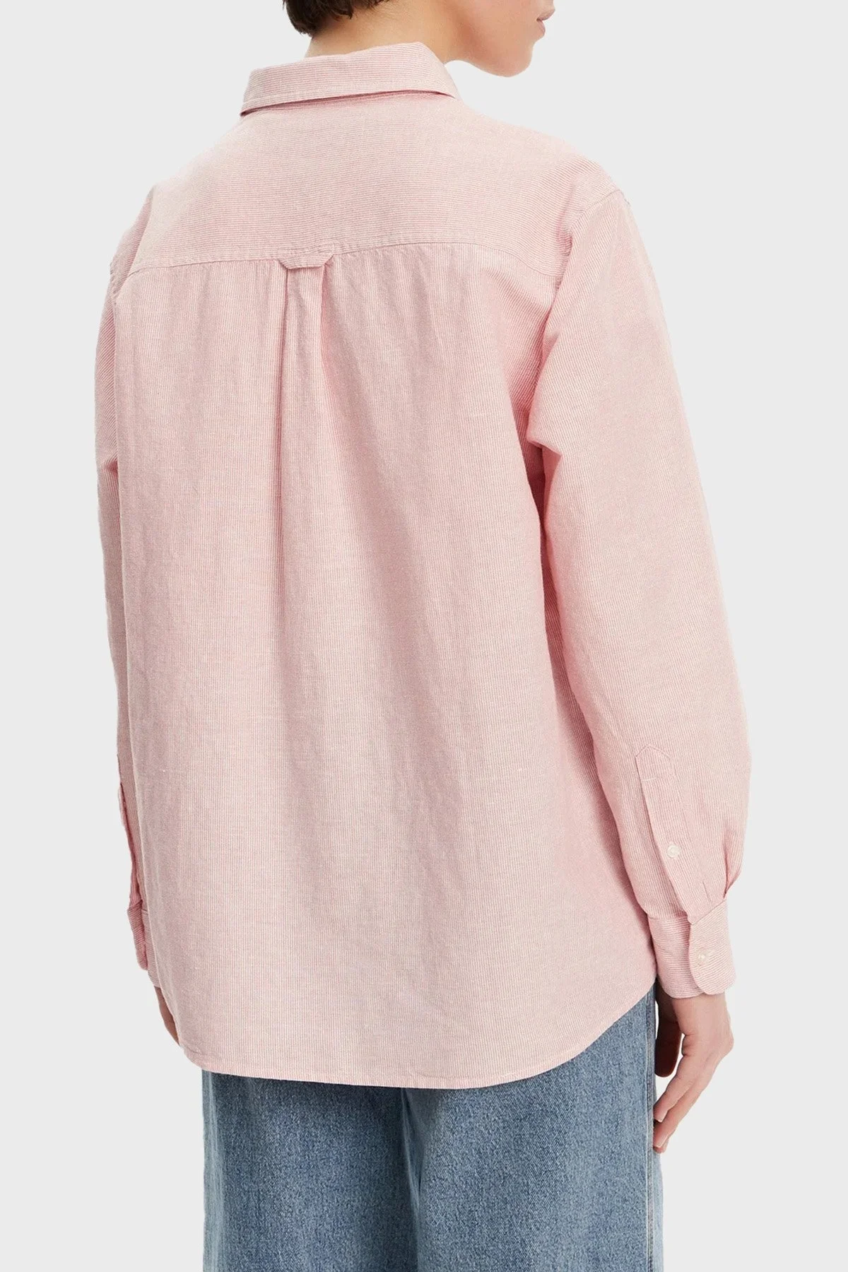 Tommy Jeans Pamuk ve Keten Karışımlı Relaxed Fit Düz Yaka Bayan Gömlek DW0DW20292 TH3 AÇIK PEMBE - 8