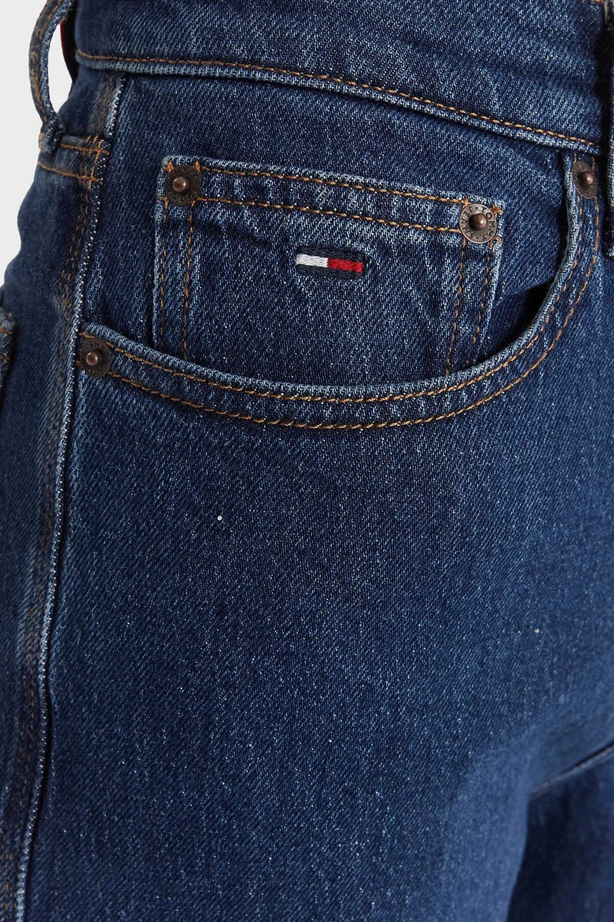 Tommy Jeans Pamuk Wide Leg Yüksel Bel Geniş Paça Jeans Kadın Kot Pantolon DW0DW22438 1BK MAVİ - 4