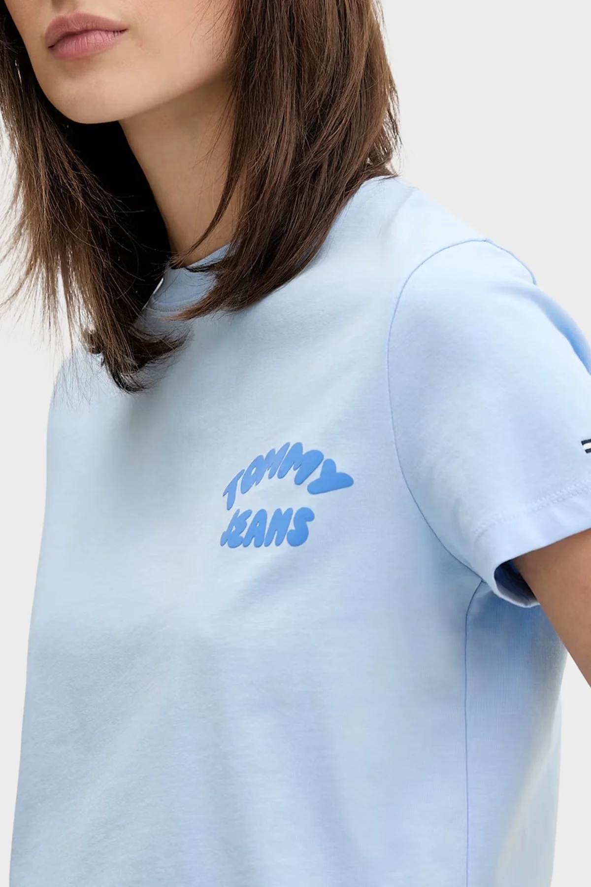 Tommy Jeans Pamuklu Baskılı Regular Fit Bisiklet Yaka Kadın T Shirt DW0DW22310 C1T MAVİ - 3