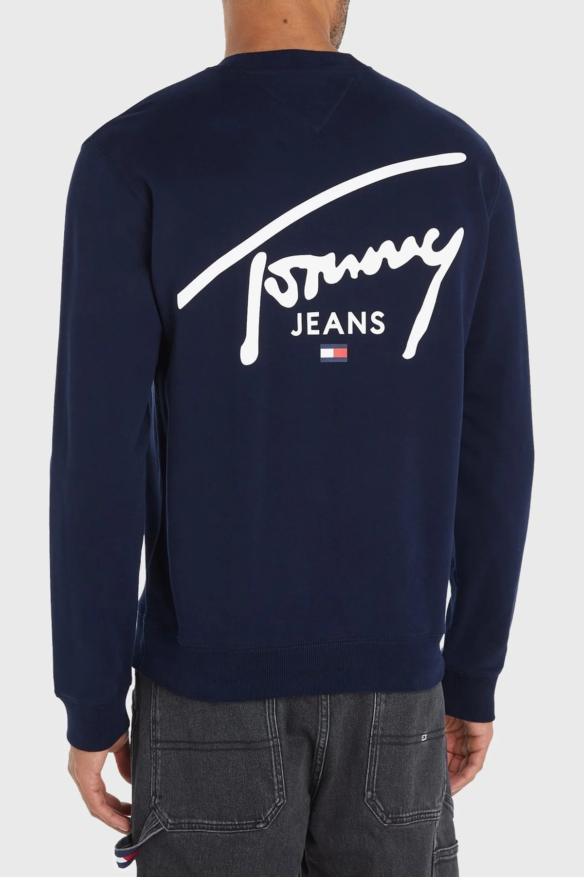 Tommy Jeans Pamuklu Bisiklet Yaka Erkek Sweat DM0DM19230 C1G LACİVERT - 2