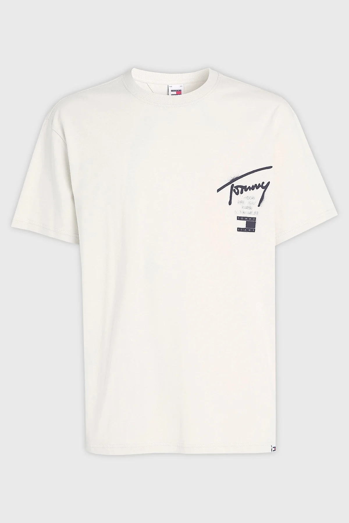 Tommy Jeans Pamuklu Bisiklet Yaka Erkek T Shirt DM0DM18529 ACG BEJ - 5