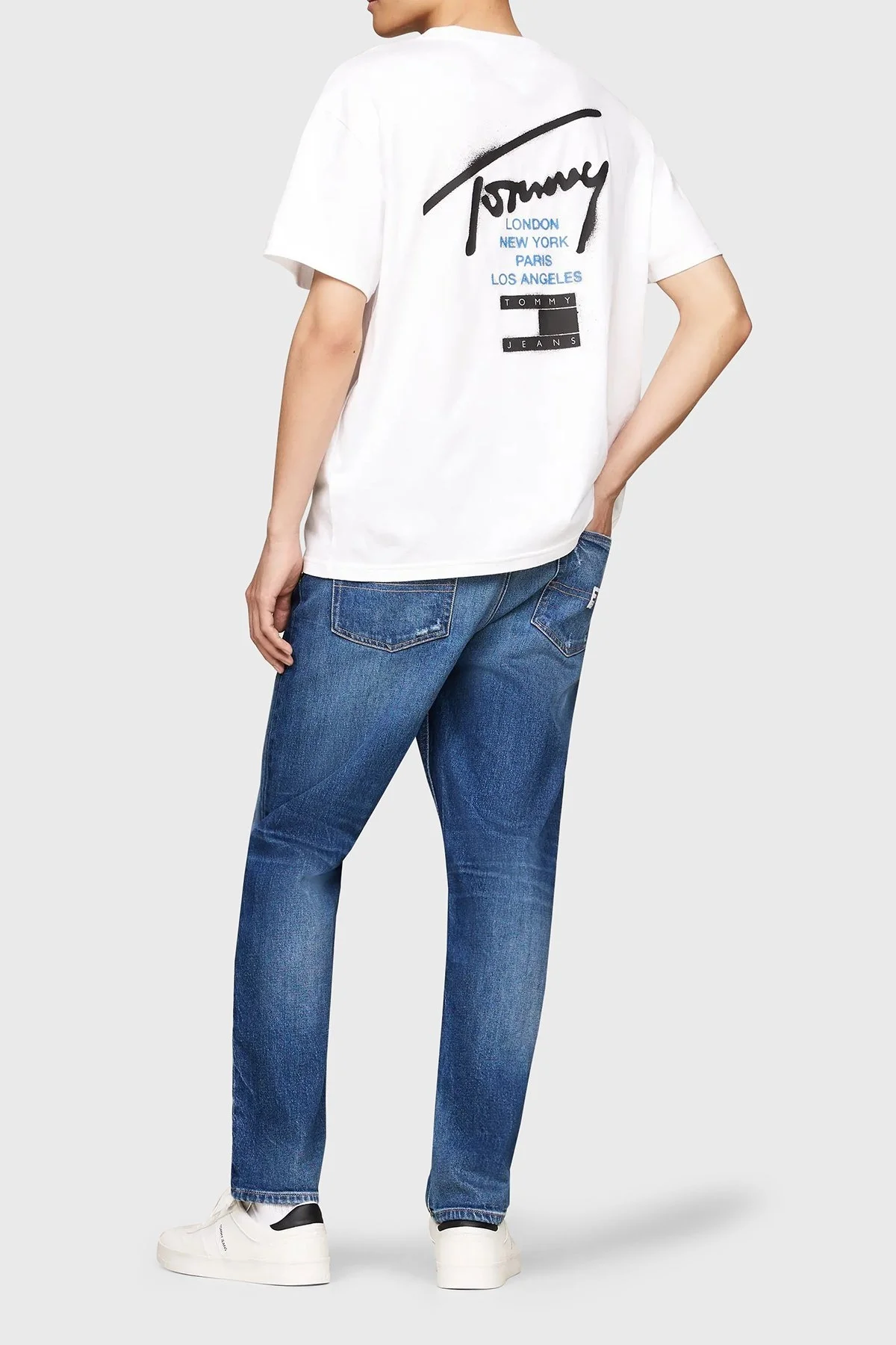 Tommy Jeans Pamuklu Bisiklet Yaka Erkek T Shirt DM0DM18529 YBR BEYAZ - 2