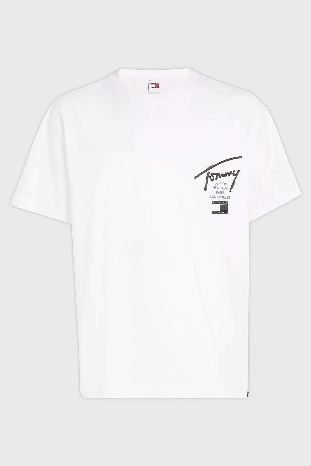 Tommy Jeans Pamuklu Bisiklet Yaka Erkek T Shirt DM0DM18529 YBR BEYAZ - 5
