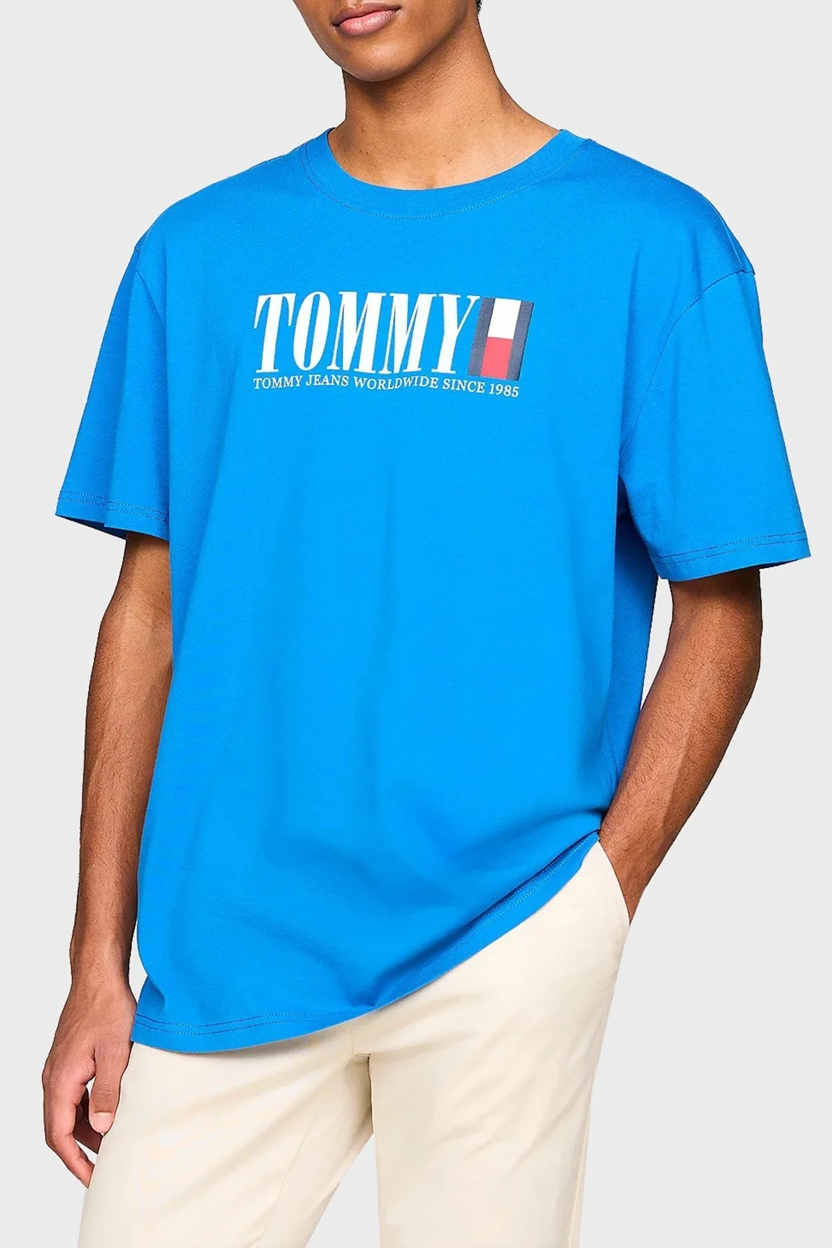 Tommy Jeans Pamuklu Bisiklet Yaka Erkek T Shirt DM0DM18533 C2T SAKS - 1
