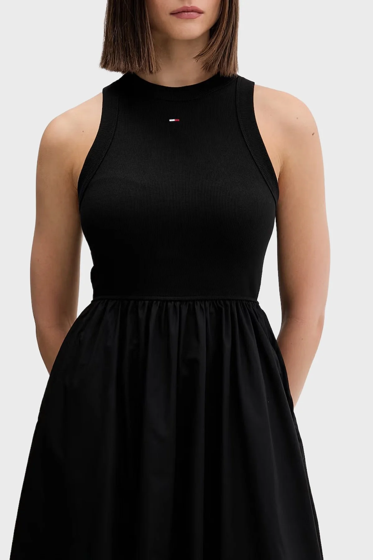 Tommy Jeans Pamuklu Comfort Fit Halter Yaka Kolsuz Midi Kadın Elbise DW0DW22593 BDS SİYAH - 4