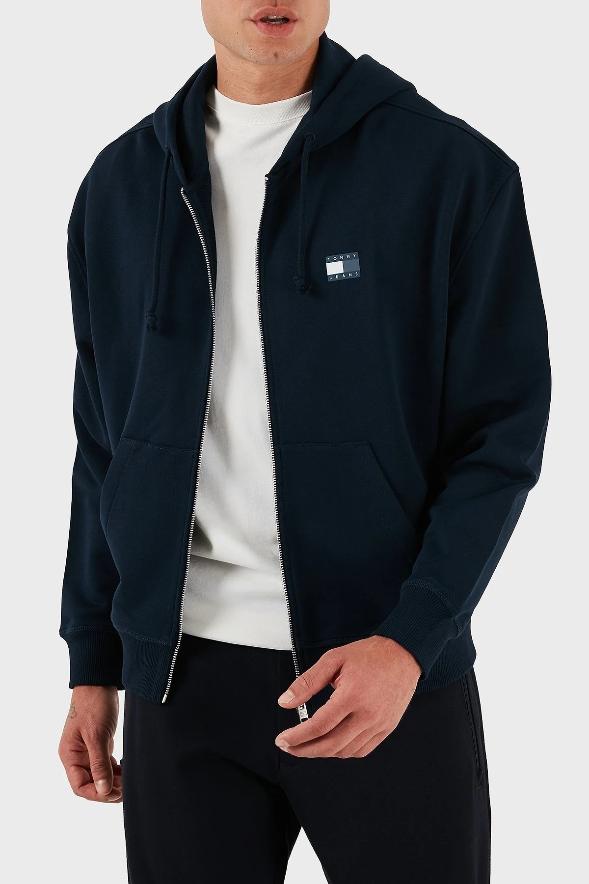 Tommy Jeans Pamuklu Comfort Fit Kapüşonlu Fermuarlı Logolu Erkek Sweat DM0DM21626 C1G LACİVERT - 3