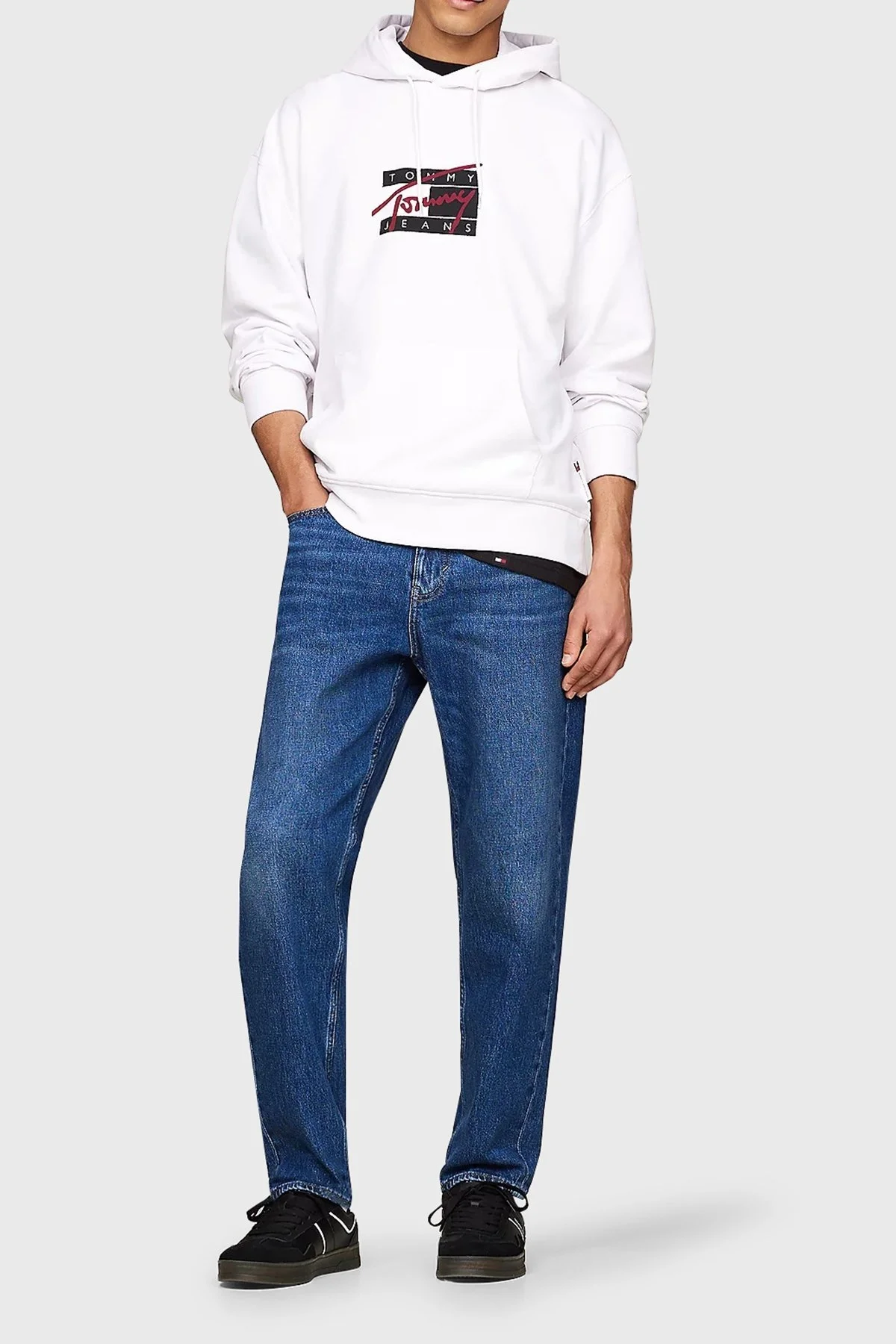 Tommy Jeans Pamuklu Kapüşonlu Erkek Sweat DM0DM20170 YBR BEYAZ - 4