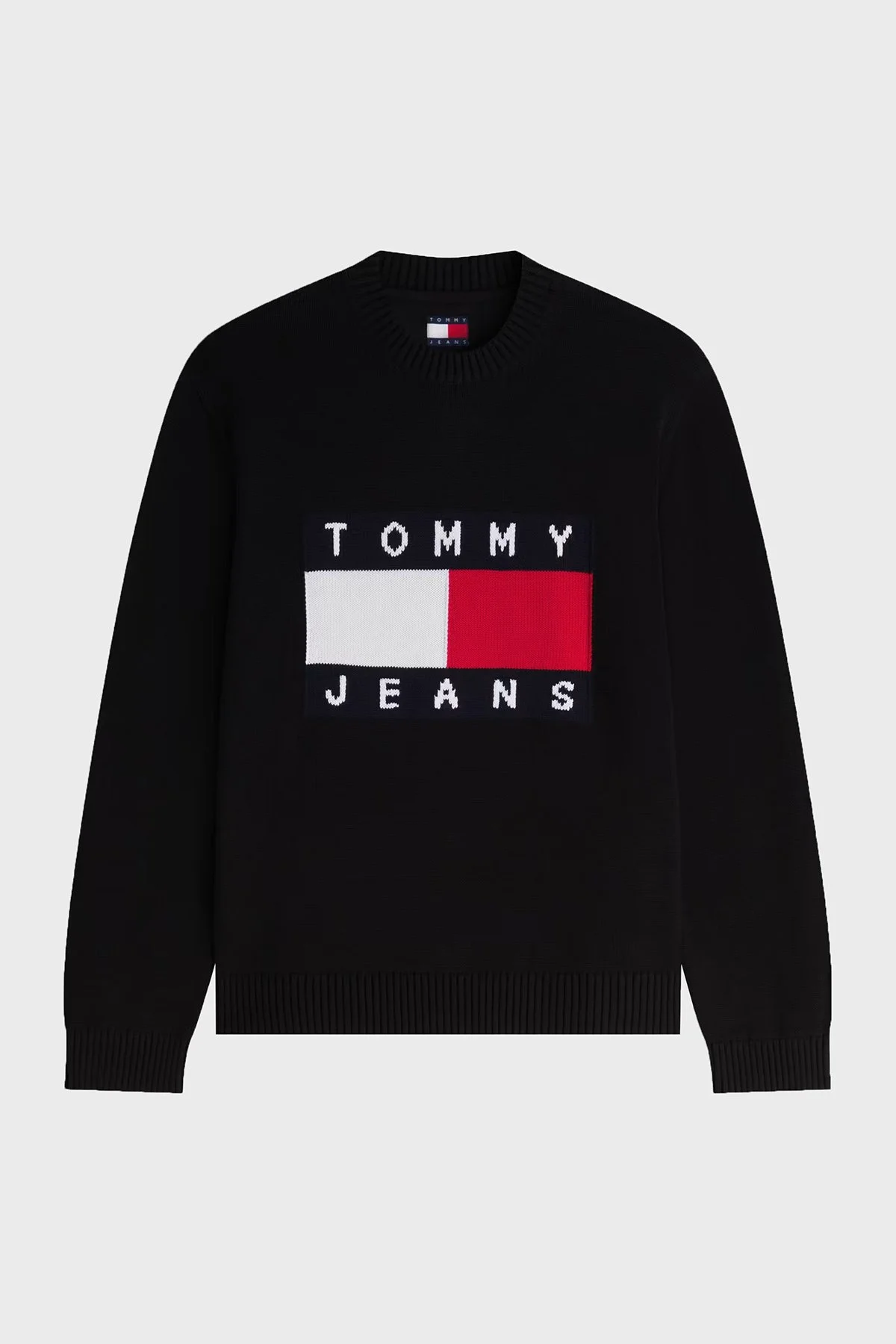 Tommy Jeans Pamuklu Logolu Regular Fit Erkek Kazak DM0DM23413 BDS Siyah - 2