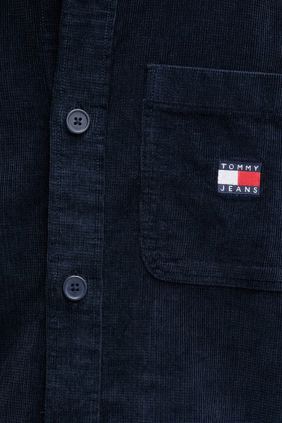 Tommy Jeans Pamuklu Loose Fit Uzun Kollu Kadife Erkek Gömlek DM0DM21698 C1G Lacivert - 4