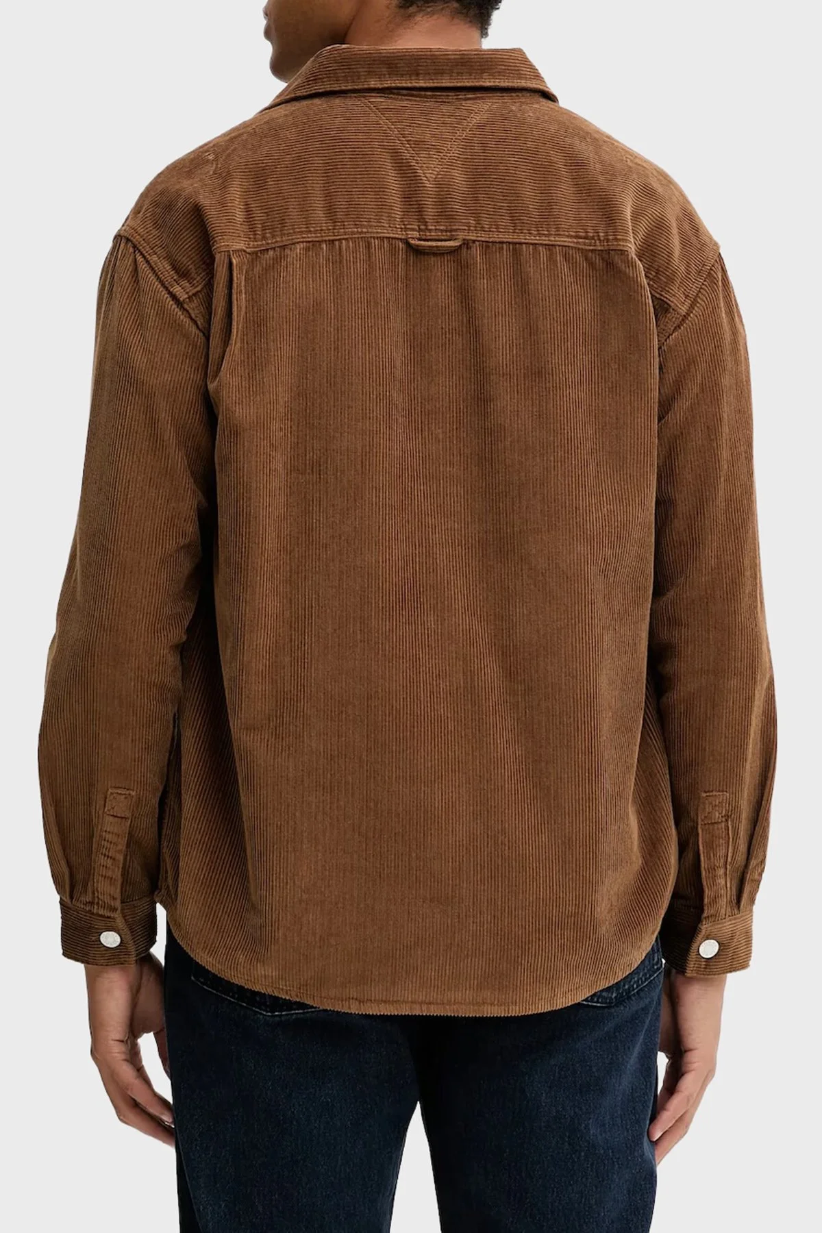 Tommy Jeans Pamuklu Loose Fit Uzun Kollu Kadife Erkek Gömlek DM0DM22016 GVP KAHVE - 3