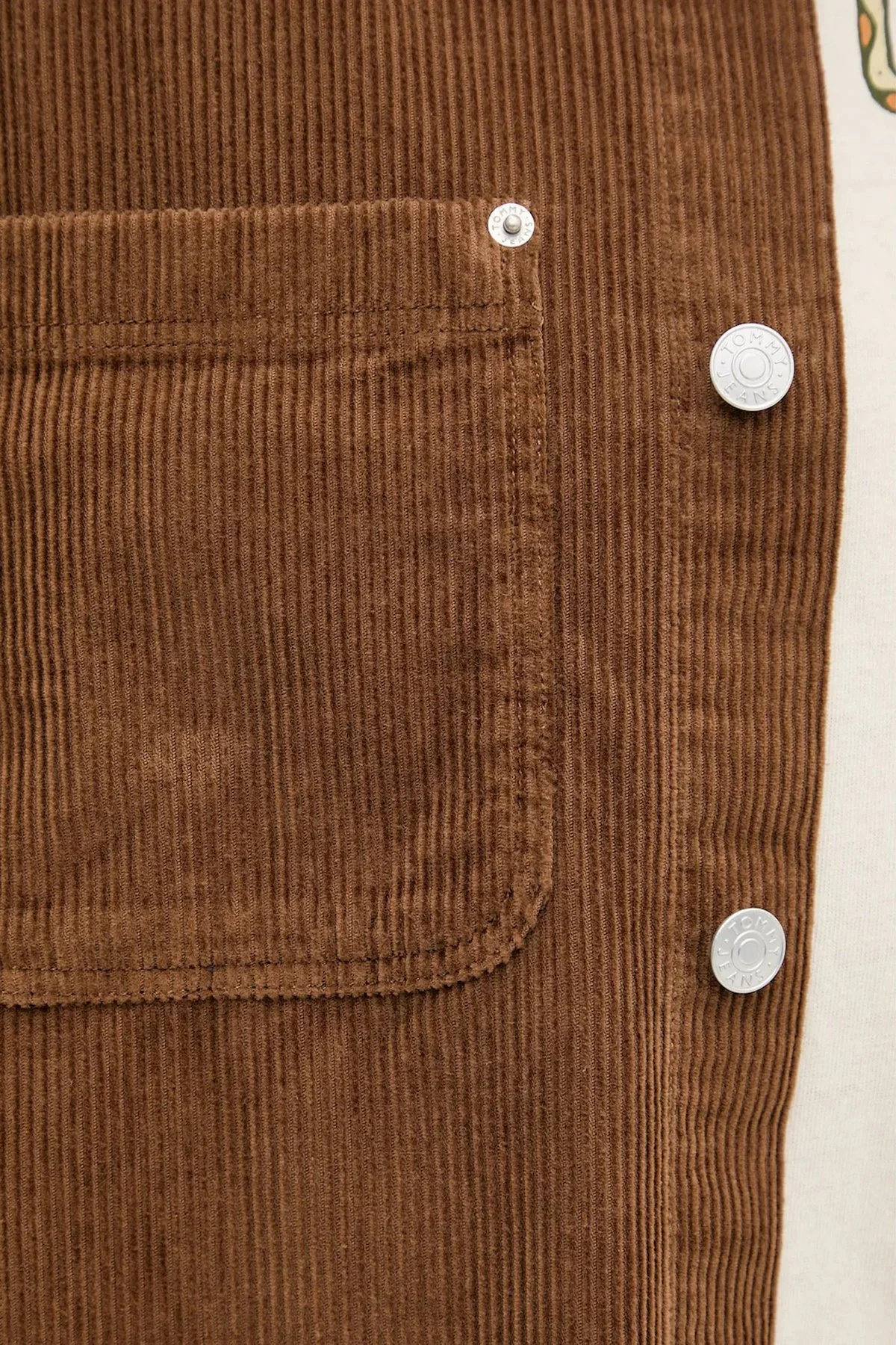 Tommy Jeans Pamuklu Loose Fit Uzun Kollu Kadife Erkek Gömlek DM0DM22016 GVP KAHVE - 5