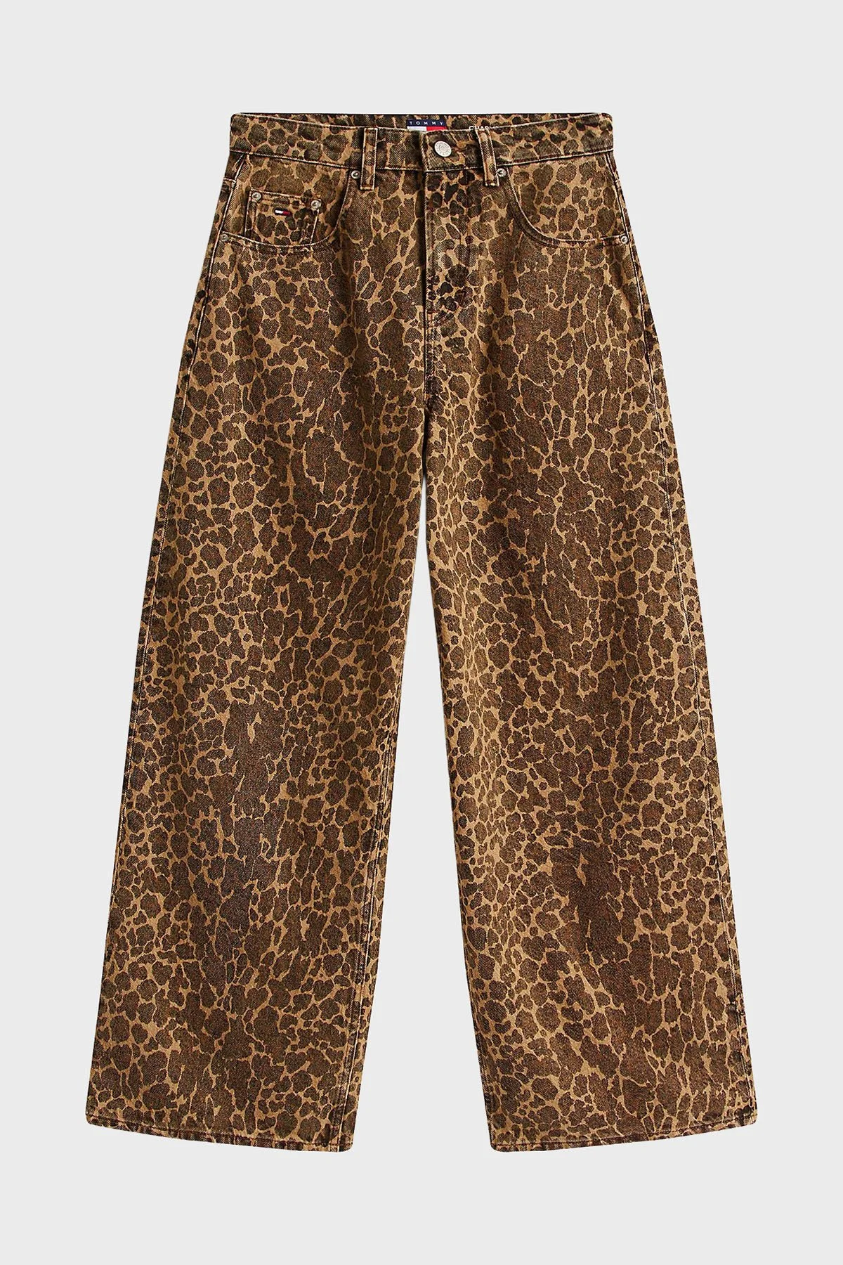 Tommy Jeans Pamuklu Loose Fit Yüksek Bel Bol Paça Bayan Pantolon DW0DW21833 1CE LEOPAR - 4