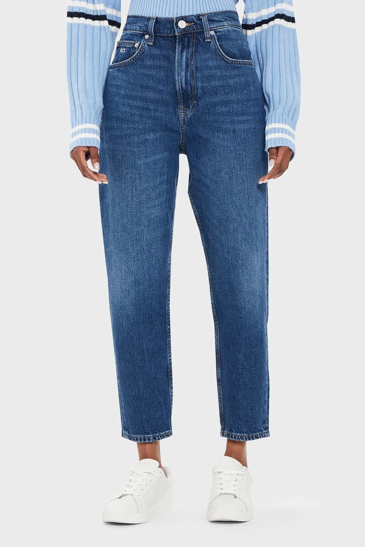 Tommy Jeans Pamuklu Mom Fit Yüksek Bel Jeans Bayan Kot Pantolon DW0DW19244 1BK LACİVERT - 6