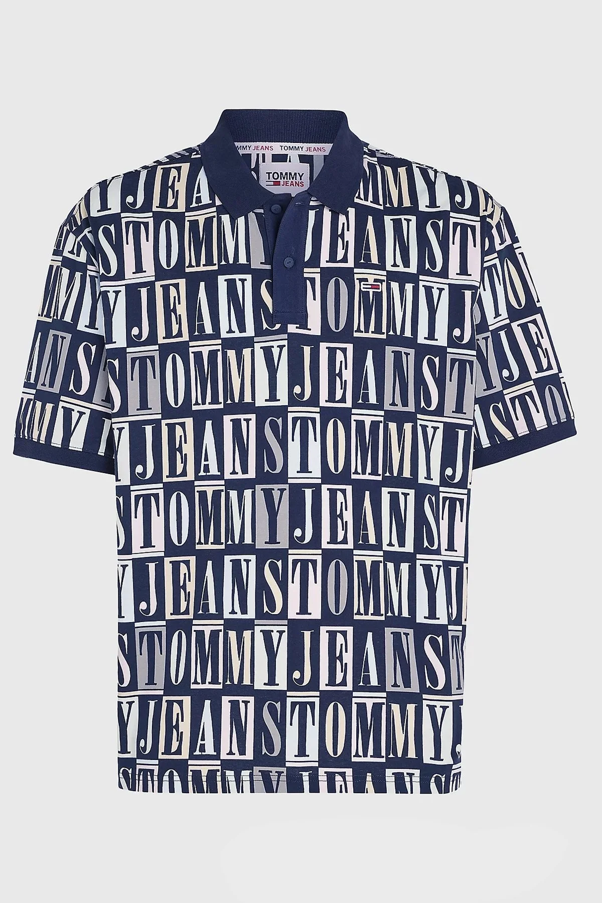 Tommy Jeans Pamuklu Oversize Fit Düğmeli Erkek Polo T Shirt DM0DM16299 DX2 LACİVERT - 5