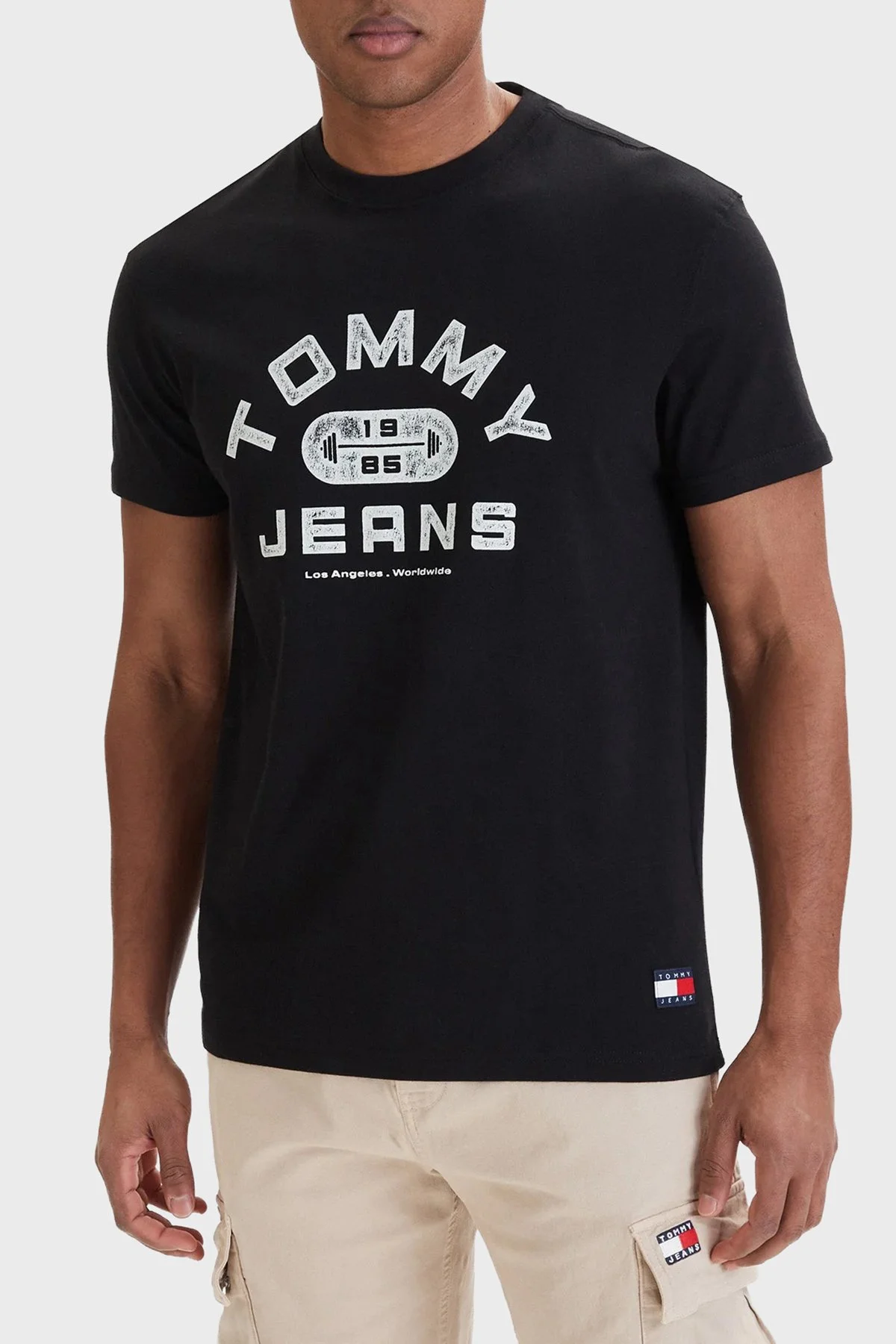 Tommy Jeans Pamuklu Regular Fit Baskılı Bisiklet Yaka Erkek T Shirt DM0DM22551 BDS SİYAH - 1